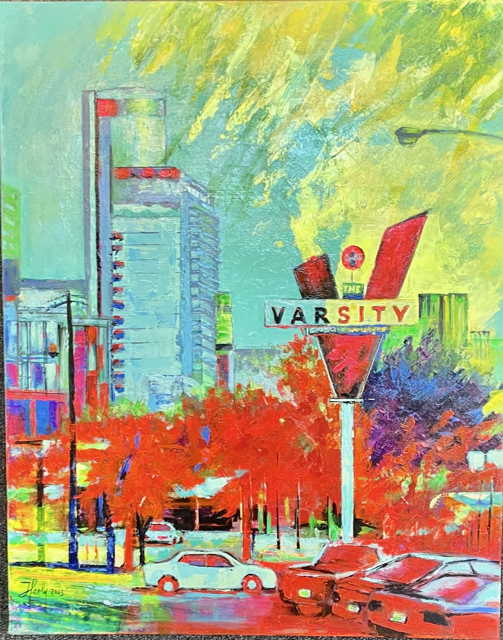 Herly Terant, "Drive-in Memories," acrylic, 24" X 30"