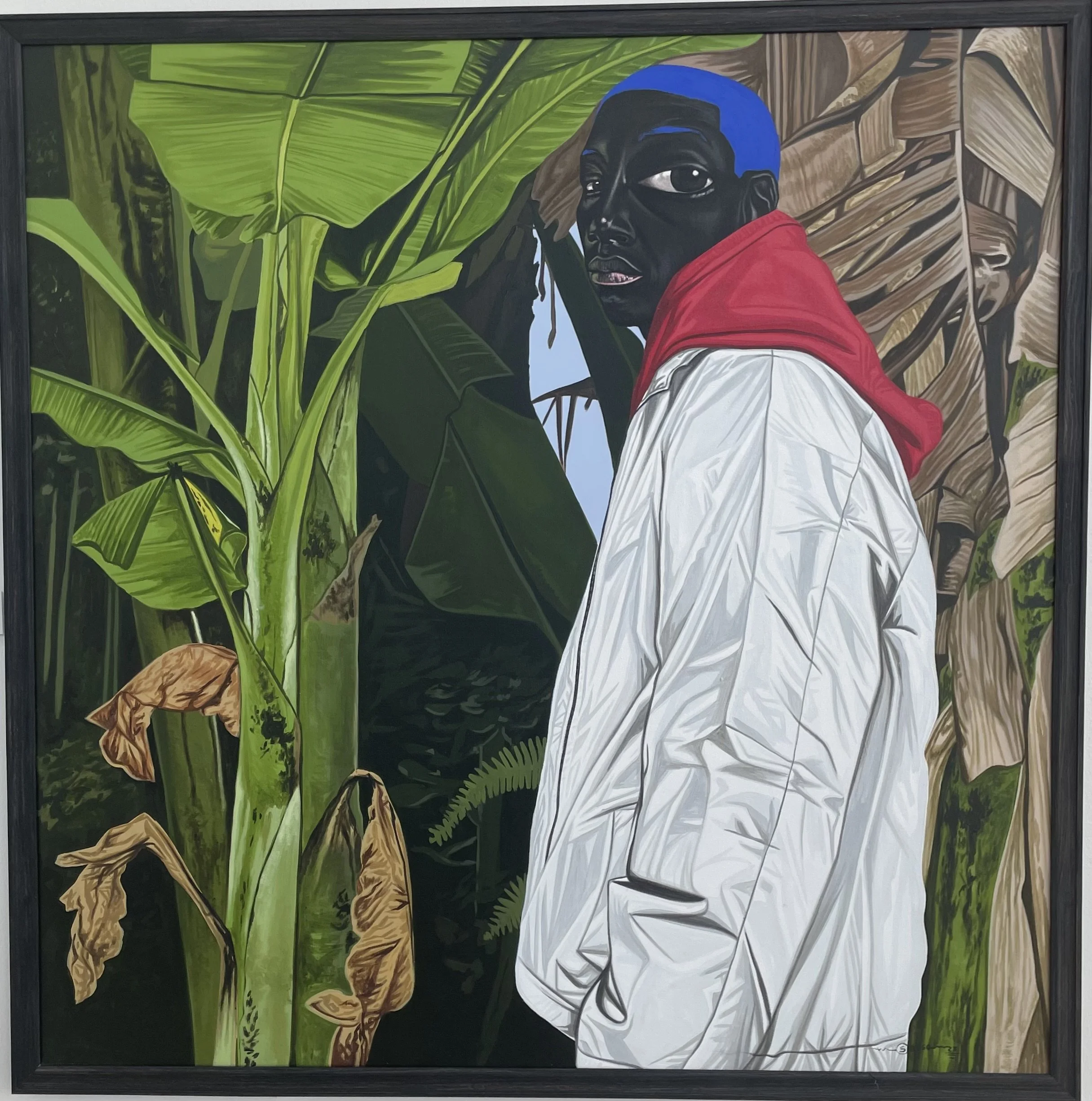 Sesse Ngeseli-Elangwe, Hidden in the Leaves, 2022. 44 x 46,' acrylic on canvas