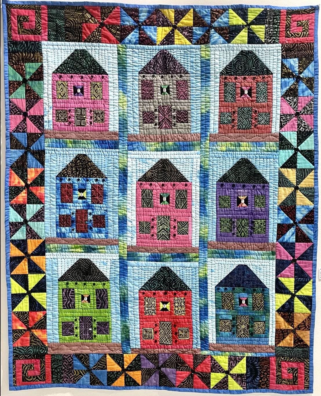 Finding My Way Back Home: A Textile Odyssey, 2020. Hand.-dyed, hand-painted, hand-quilted and hand-rubbed.