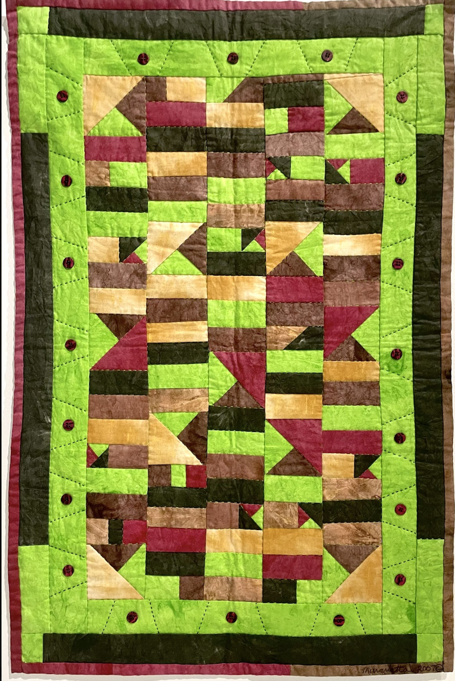 Shadow Block Kente, 2007, Hand-dyed and hand-quilted.