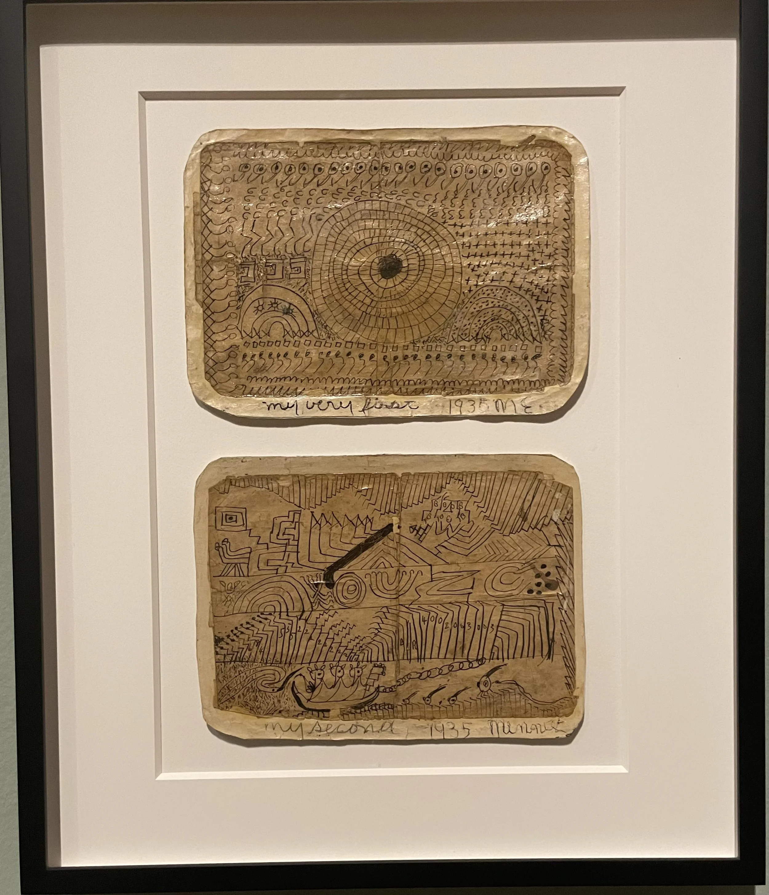 (Top) My Very First, 1935. Pen and ink on paper.(Bottom) My Second, 1935. Pen and ink on paper.