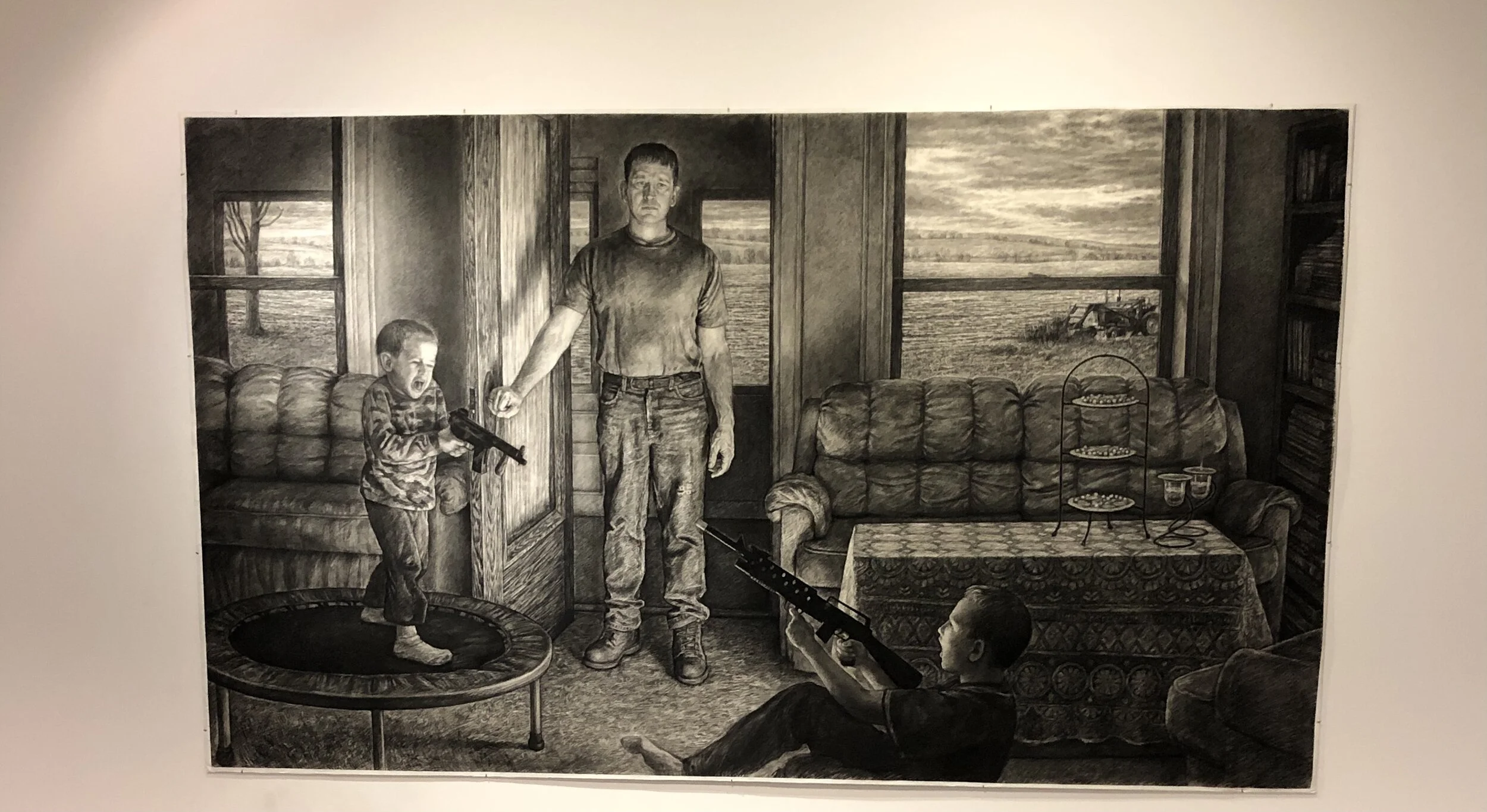 Edgar Jerins, Christmas Day, Yutan, Nebraska, 2014 (charcoal on paper)