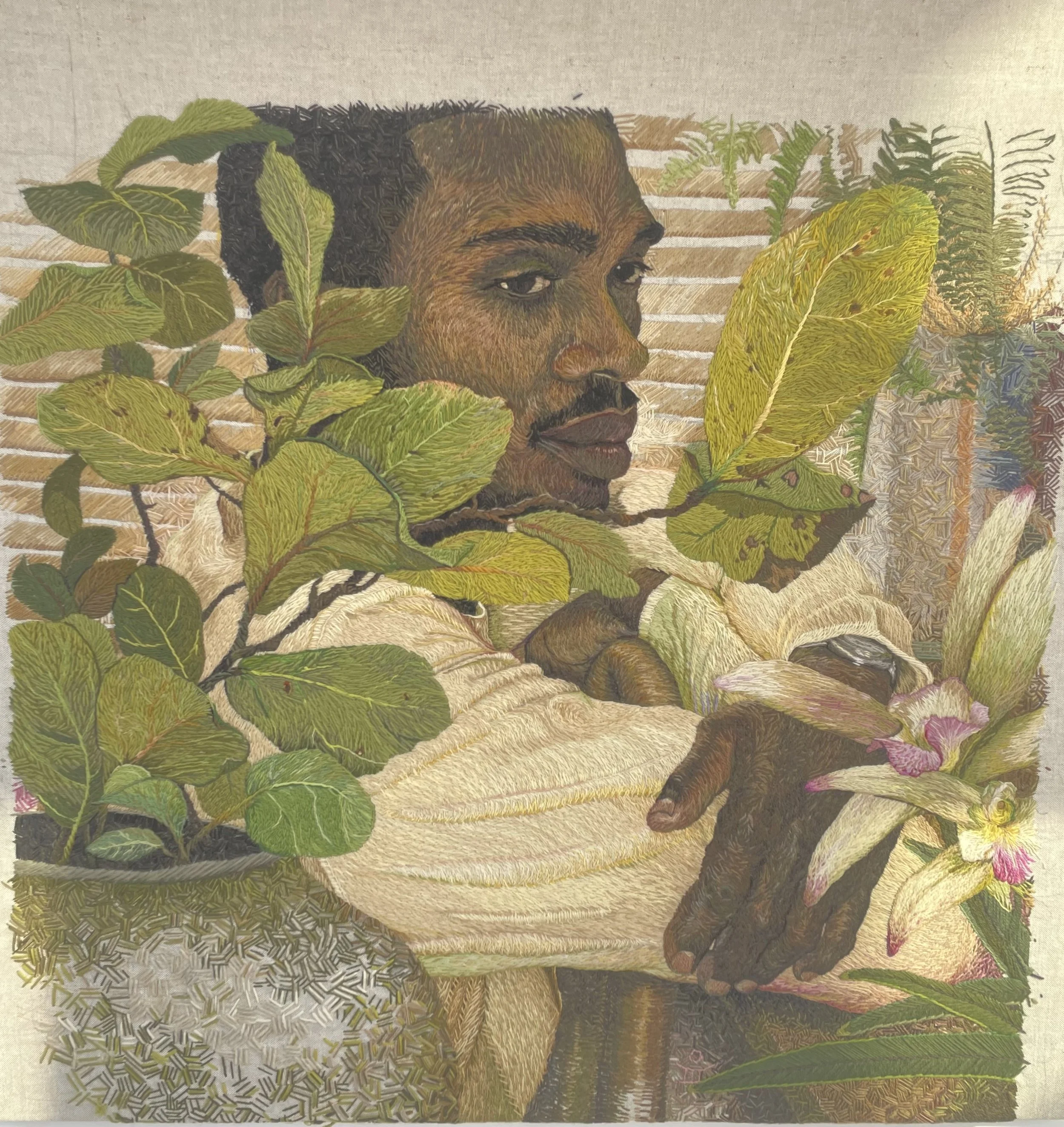 Ruth Miller, Garden, 2006. 36 x 36," wool tapestry with yarn