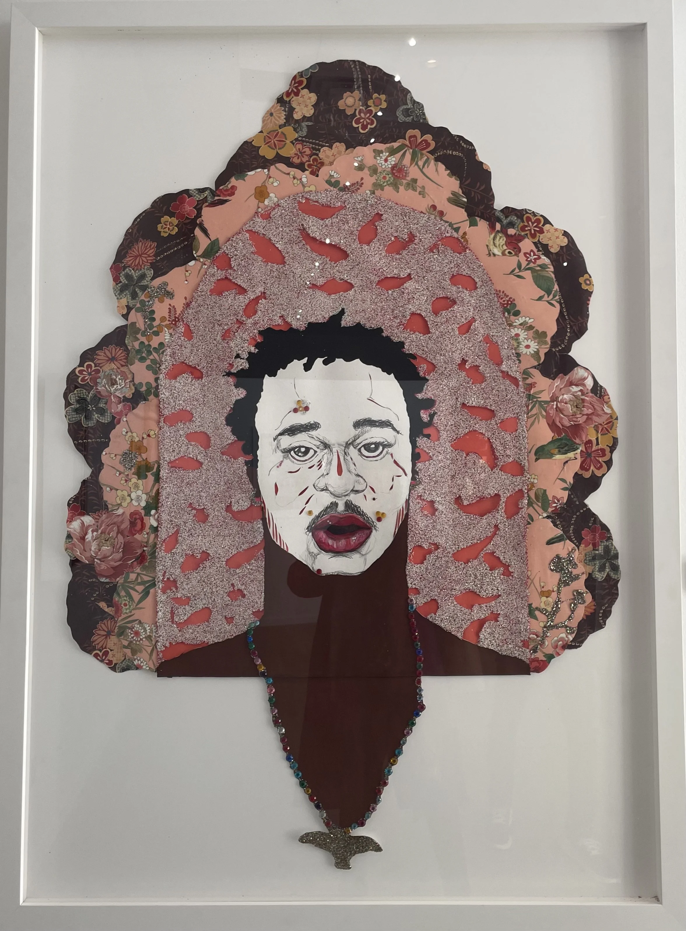 Ebony G. Patterson, Untitled (Disciple VII - from Gangstas for Life Series), 2008. 48 x 36," mixed media on hand-cut paper