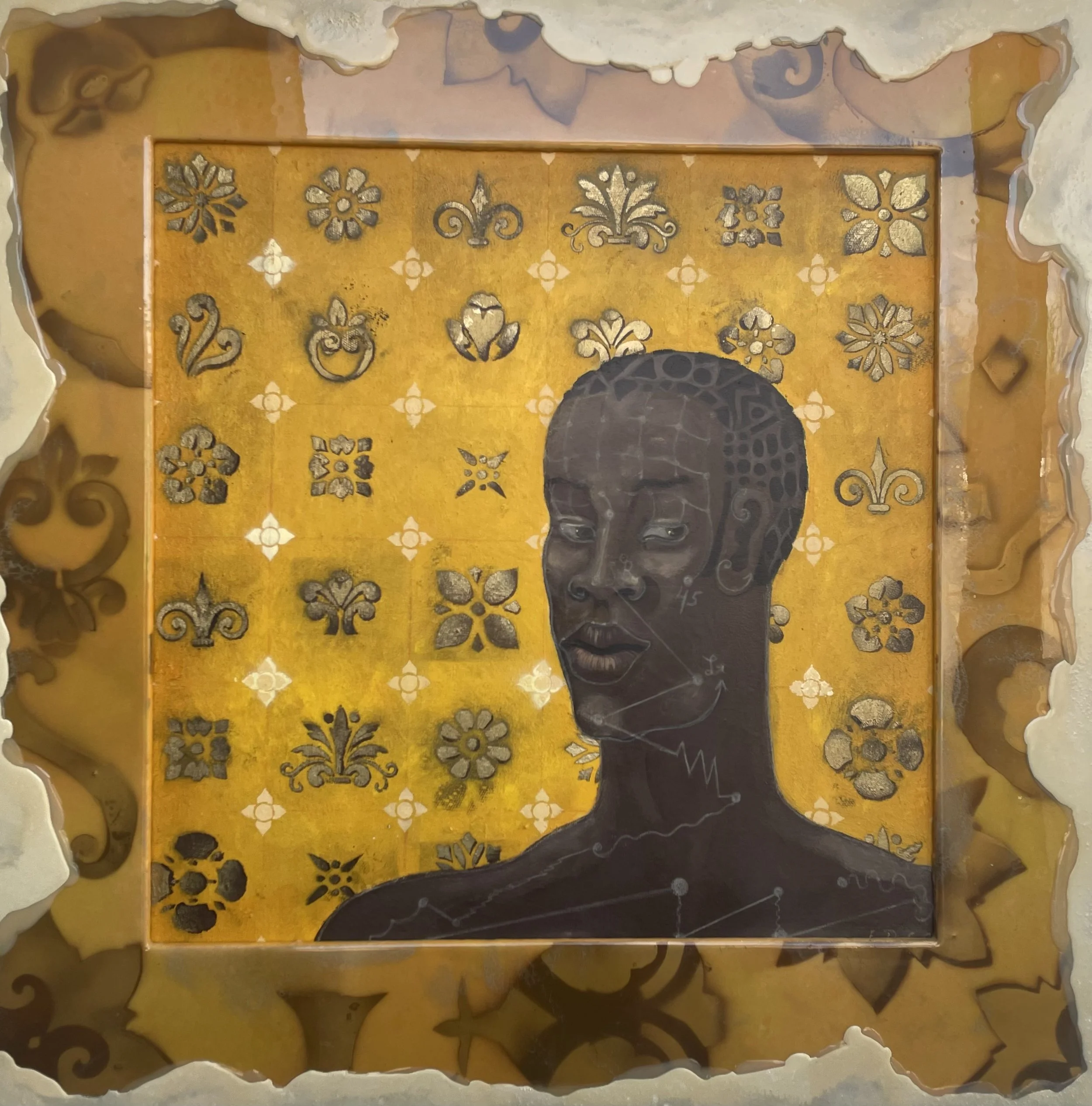 Edouard Duval-Carrie, L'Overture. " 23 x23" Framed: 32 x 32," acrylic on canvas