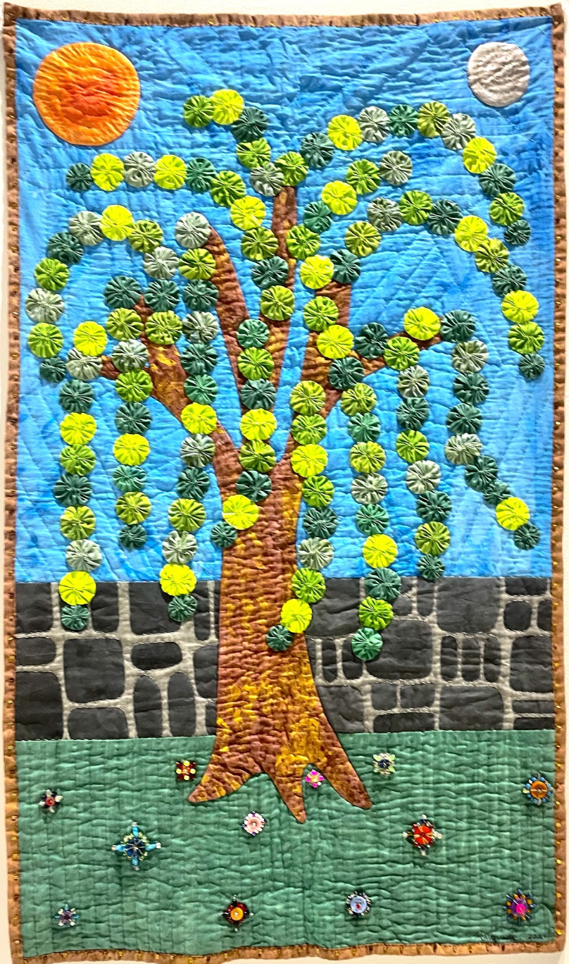Weeping Willow, Utah Sky, 2021. Hand-dyed, hand-painted and hand-quilted.