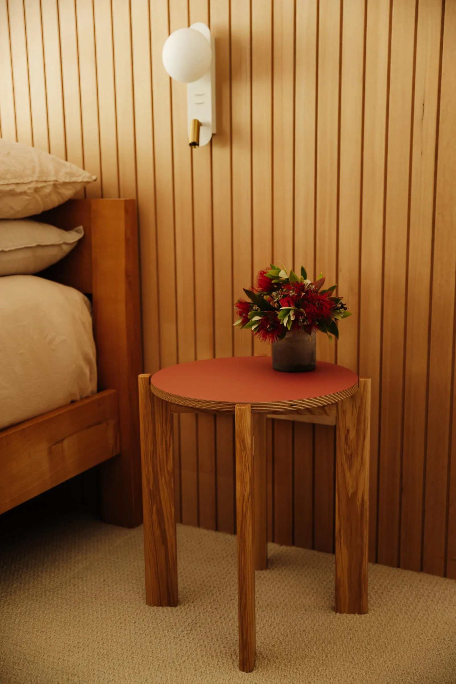 Recessed Ash Side Table - Pohutakawa