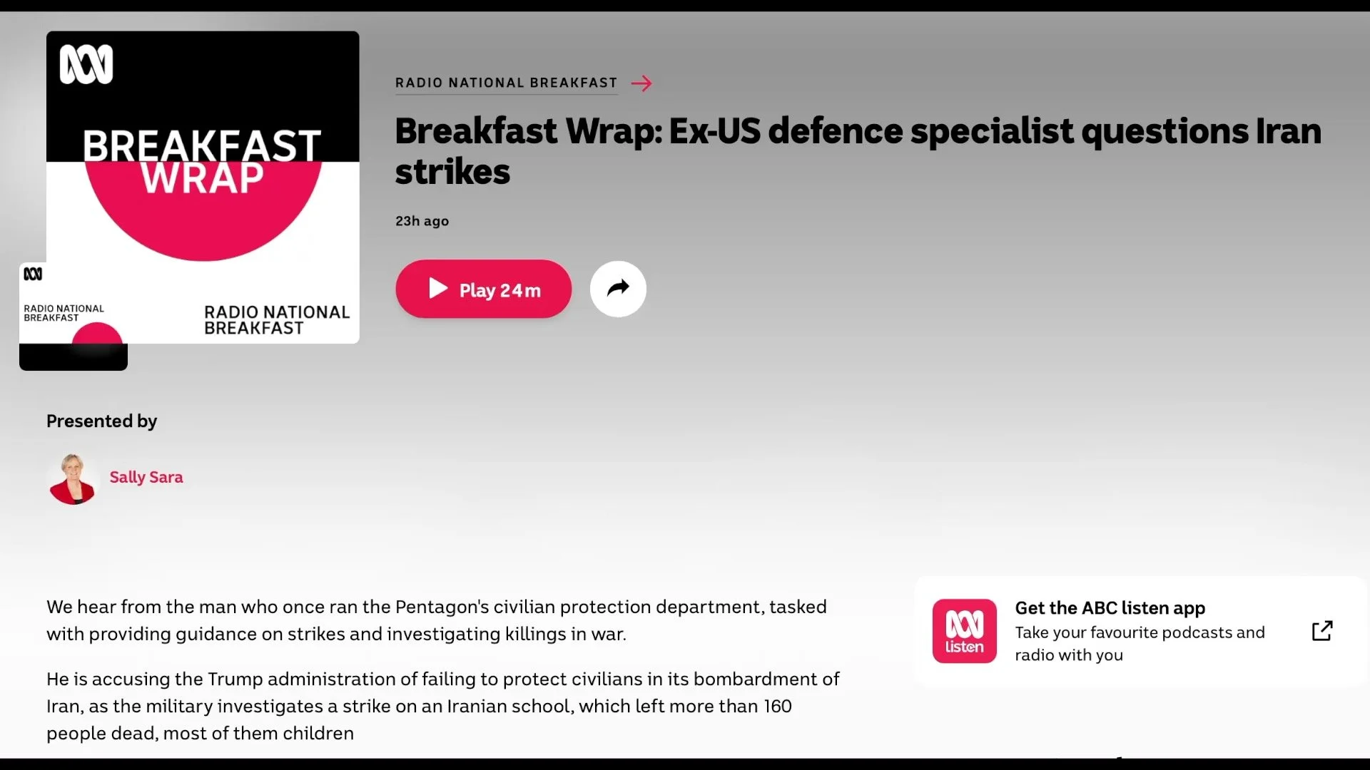 In Depth: Iran School Strike | Wes J. Bryant | Australia ABC Radio National Breakfast