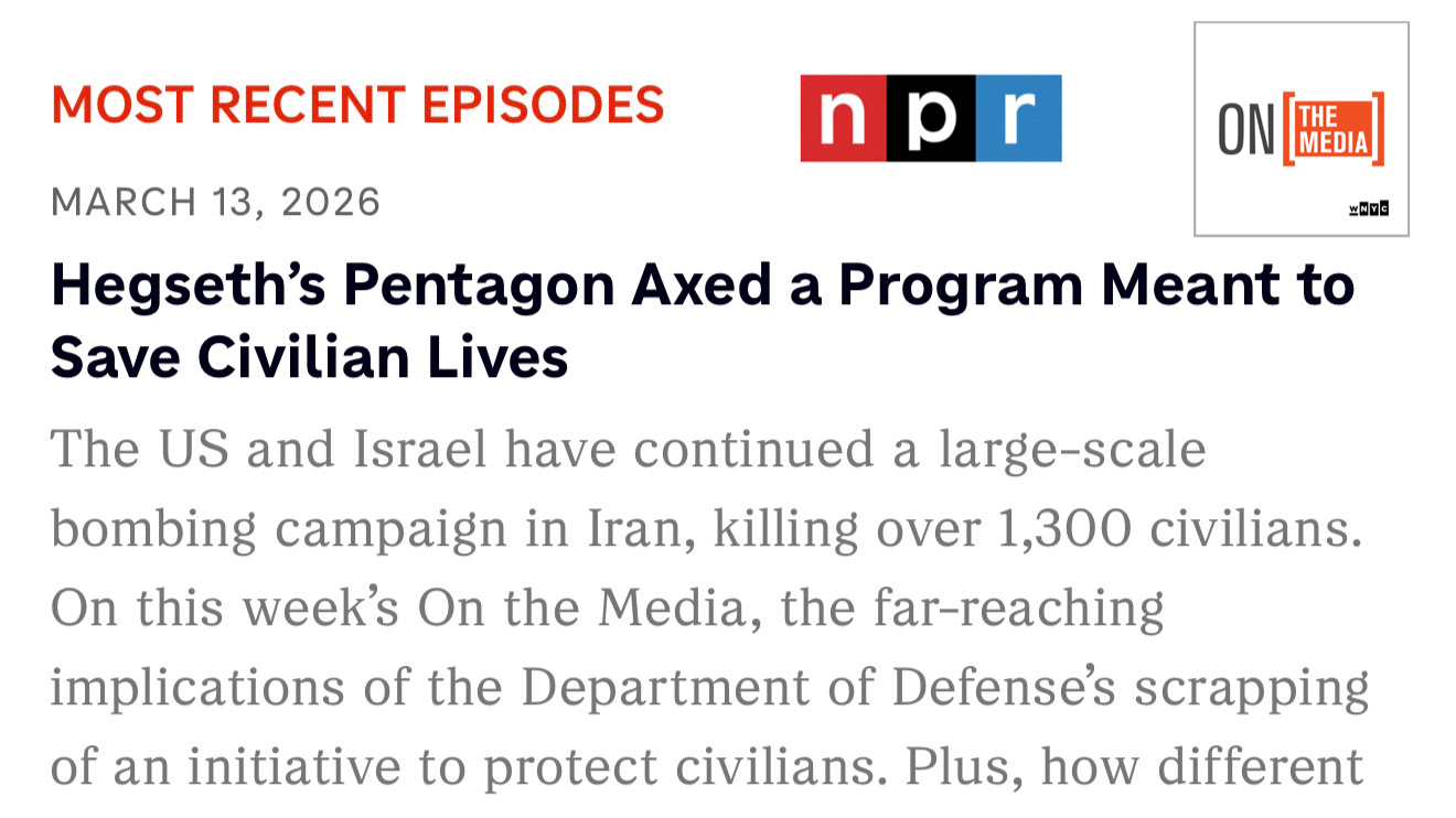 Hegseth’s Pentagon Axed a Program Meant to Save Civilian Lives | NPR | On the Media