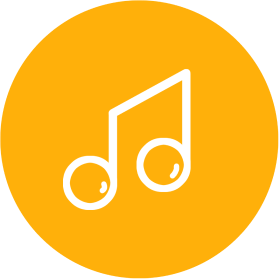 Music note icon on a yellow background
