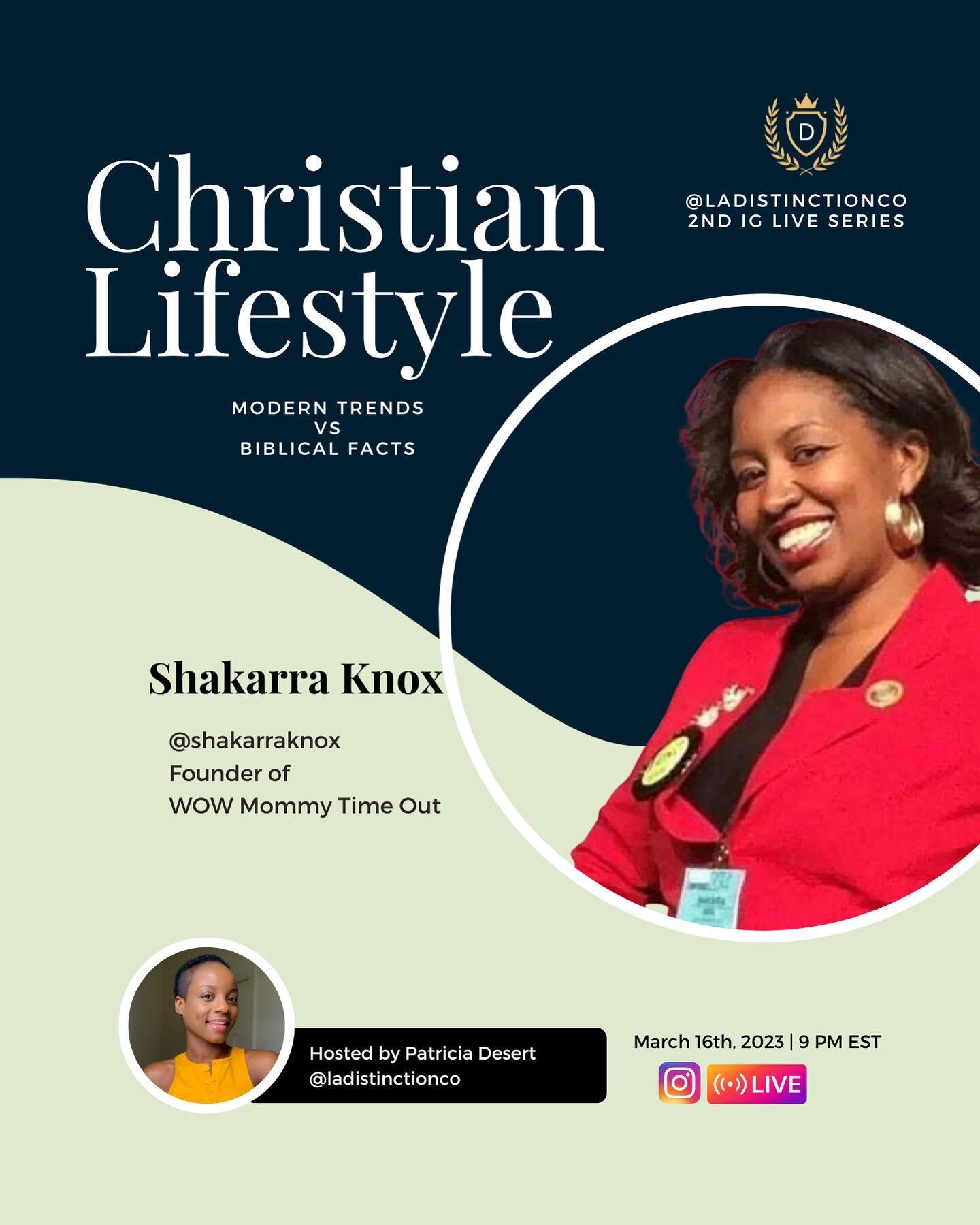We are excited to continue our series on Christian Lifestyle this Thursday at 9PM ET with the amazing Shakarra Knox! ✨

@shakarraknox is the Queen connector and the mother of resources. 🙌🏾🙌🏾🙌🏾✨✨
She is a Christian mom who uses her whole family 