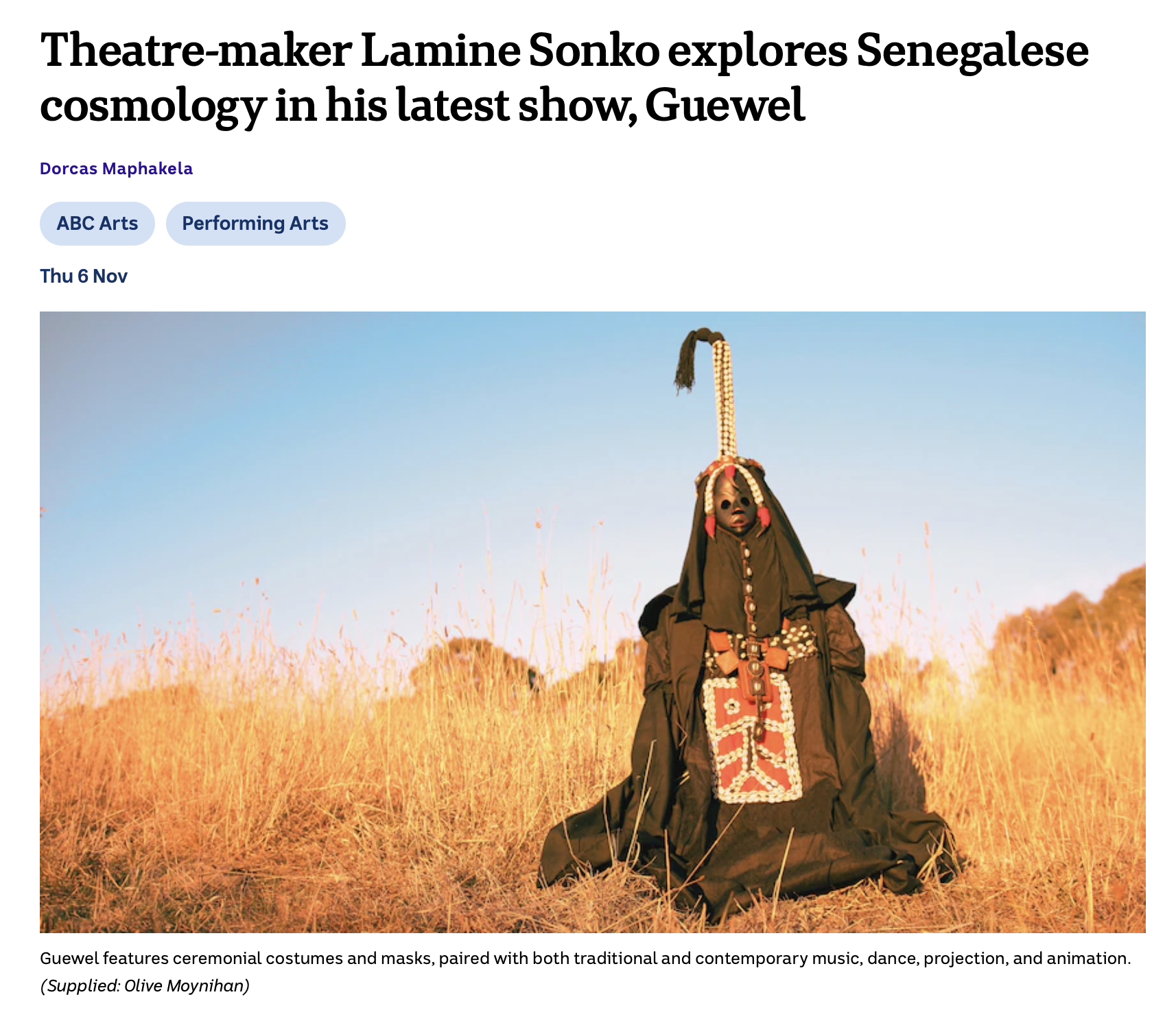Theatre-maker Lamine Sonko explores Senegalese cosmology in his latest show, Guewel