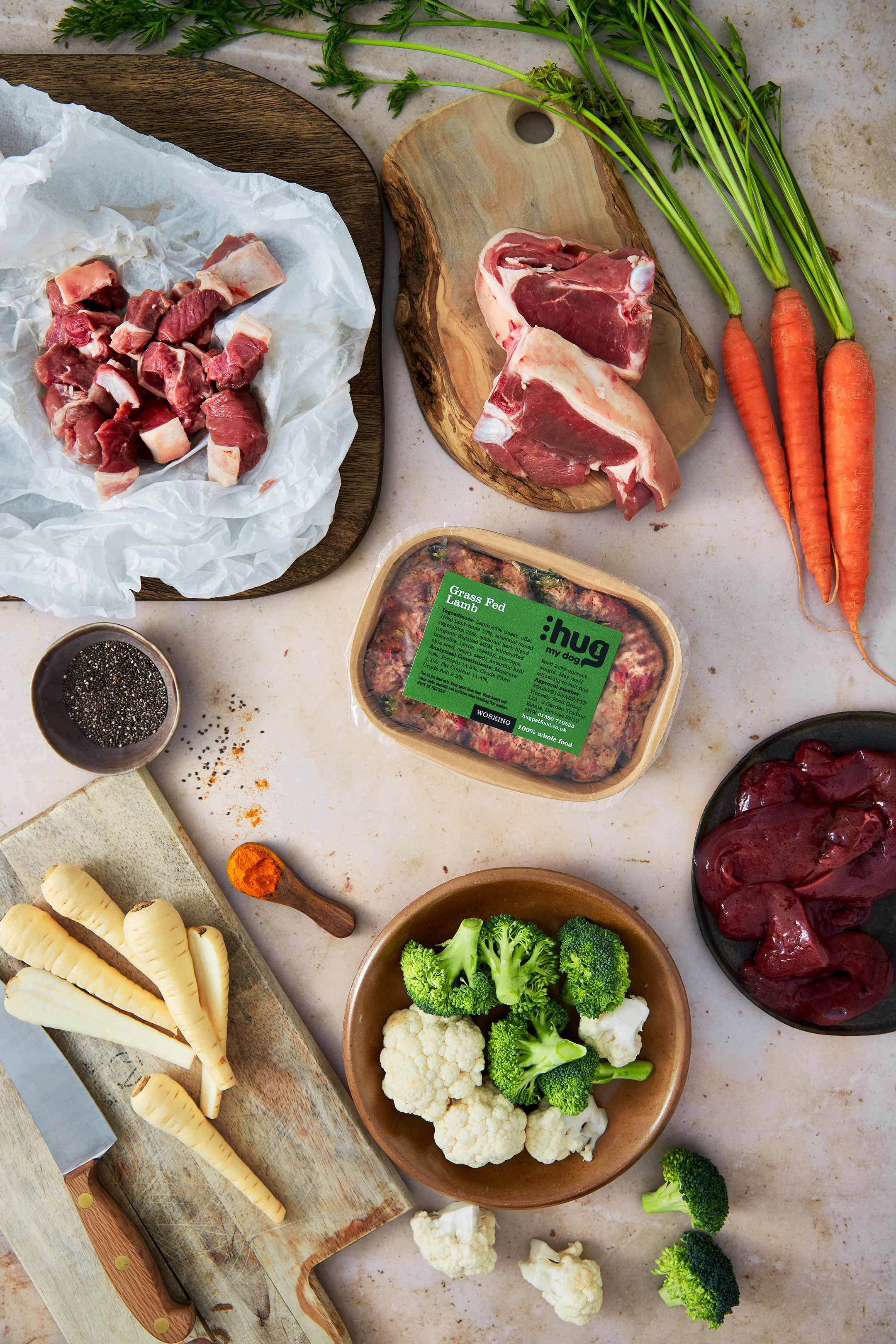 raw dog food photography