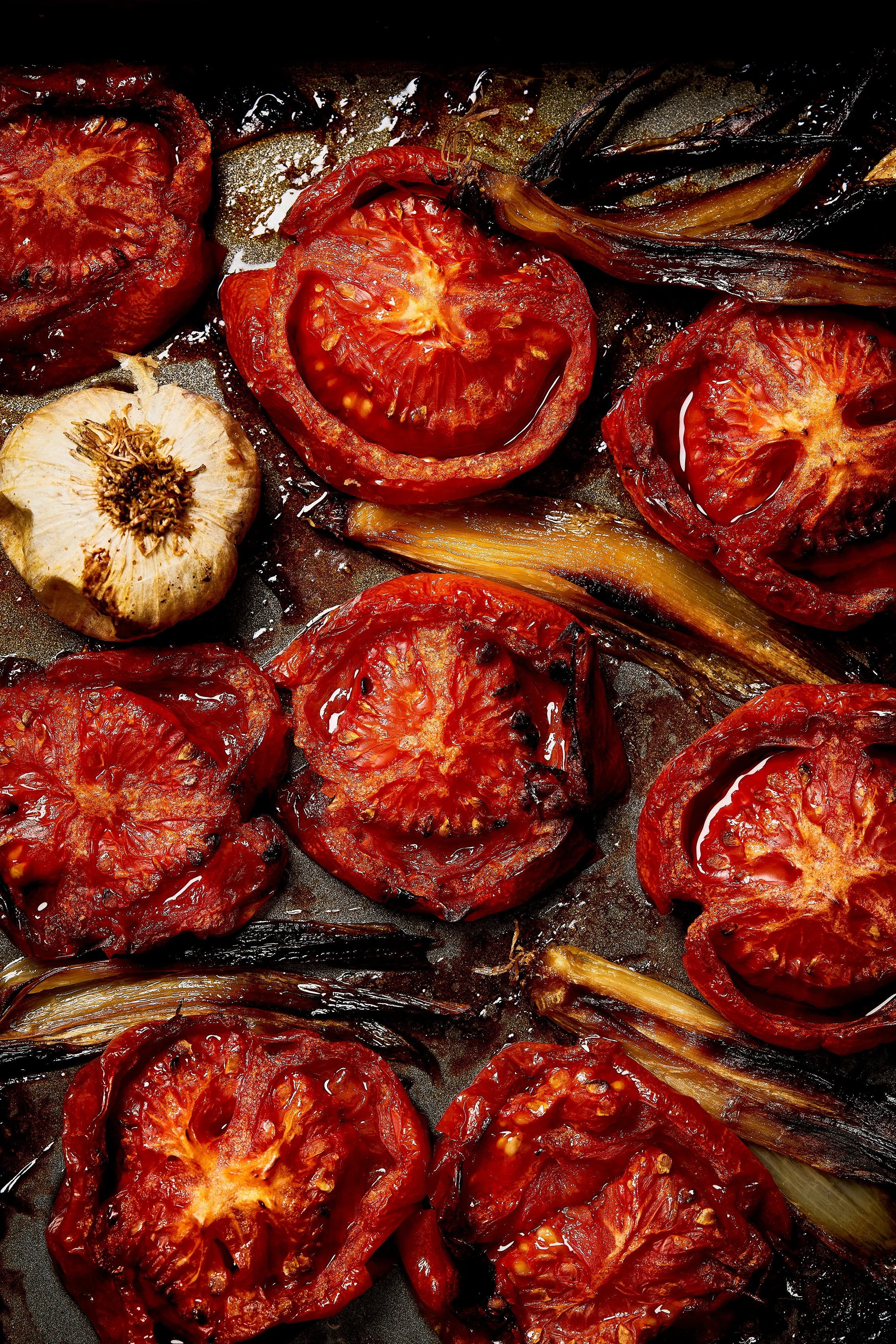 Roasted Tomato and garlic pasta with basil