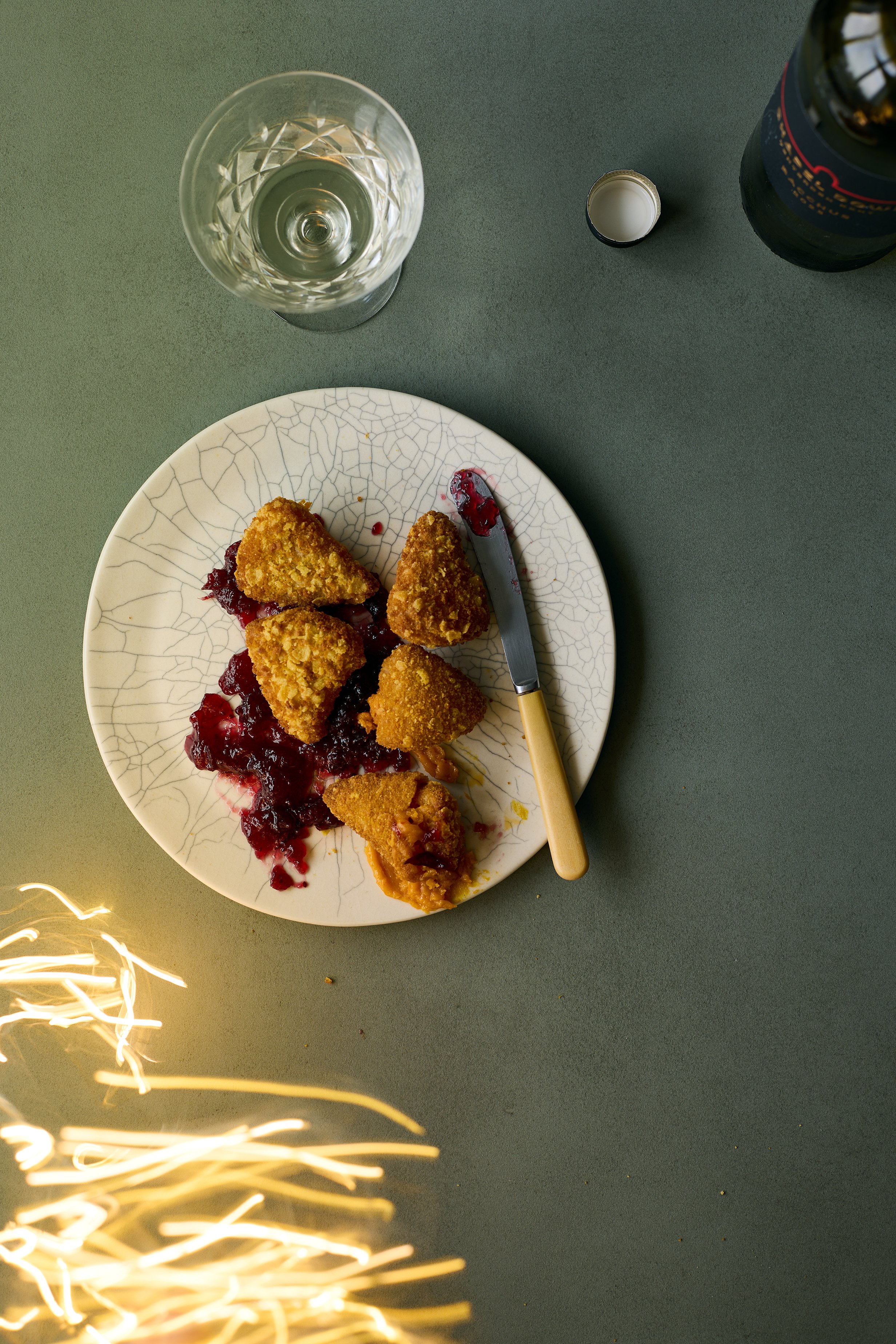 Christmas Breaded Cheese Bites with Cranberry Sauce Food Photography