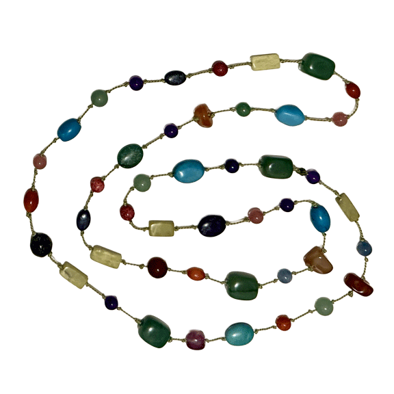 Multi-Gemstone Knotted Necklace