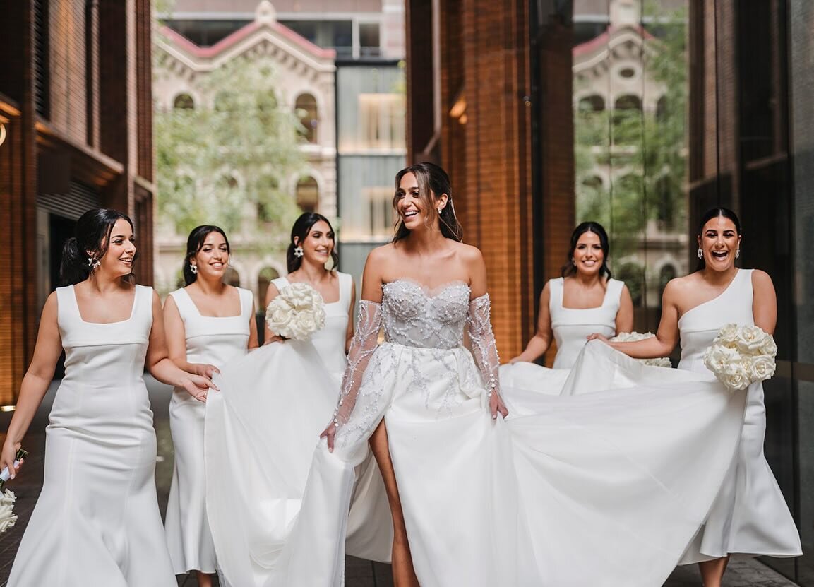 A few of the bridesmaids photos I forgot to include yesterday&rsquo;s reel! But I couldn&rsquo;t let these girls go unloved! Here are Patricia&rsquo;s forever friends ❤️
.
Photos @inlightenphotography 
Venue @doltonehouse Darling Island
Gown @santeli