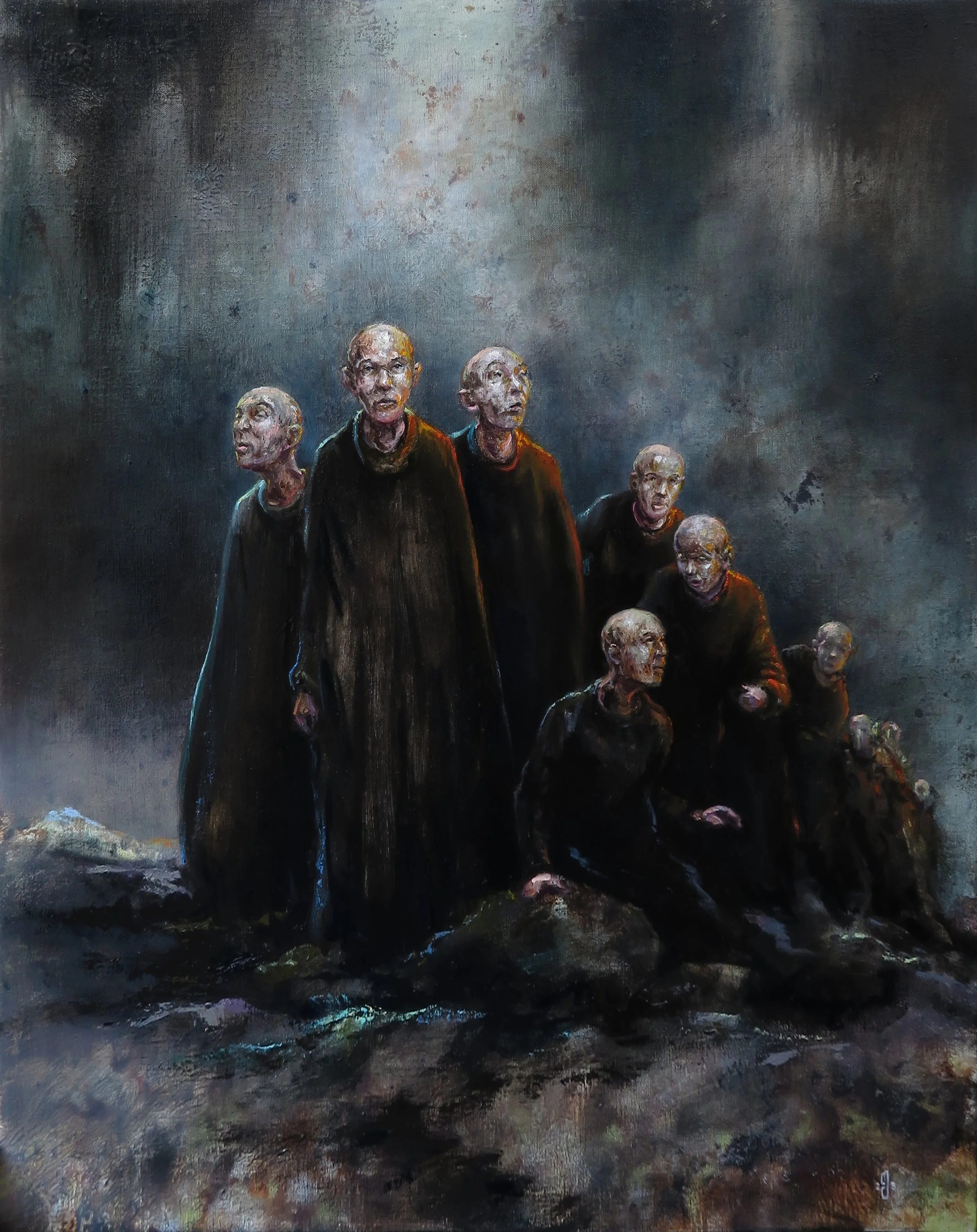 Moyen - Goupes , Chœurs , portraits - Faire corps III - 92 x 73 cm - huile sur toile - 2023.jpg