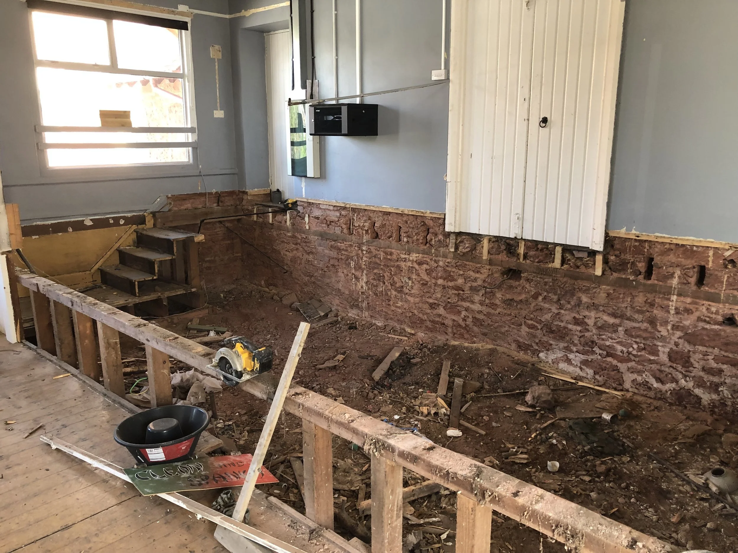 PRESENT
Our stage is currently being replaced with a new accessible WC and Kitchenette, some much needed storage and a new entrance
