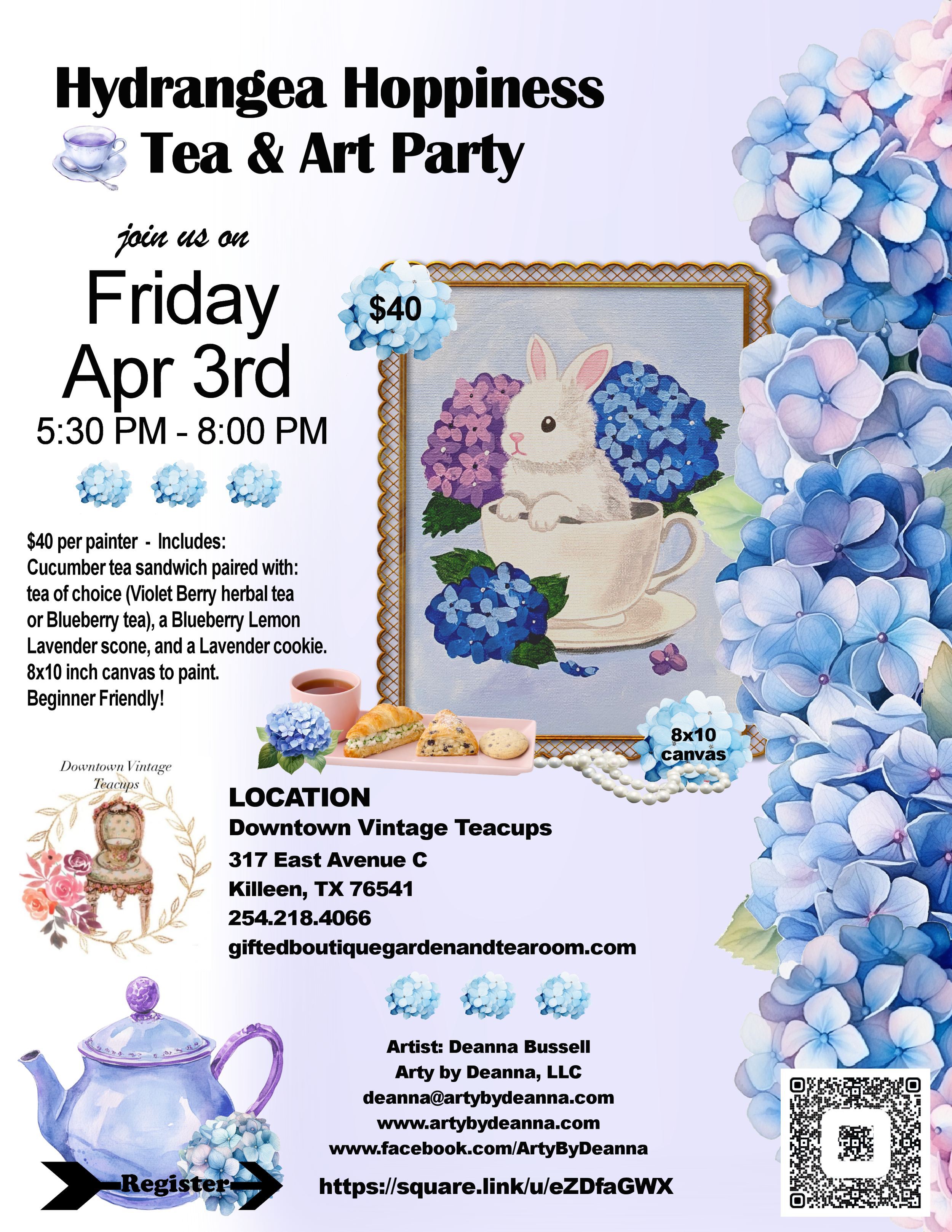 Hydrangeas and Hoppiness Tea &amp; Art Party 