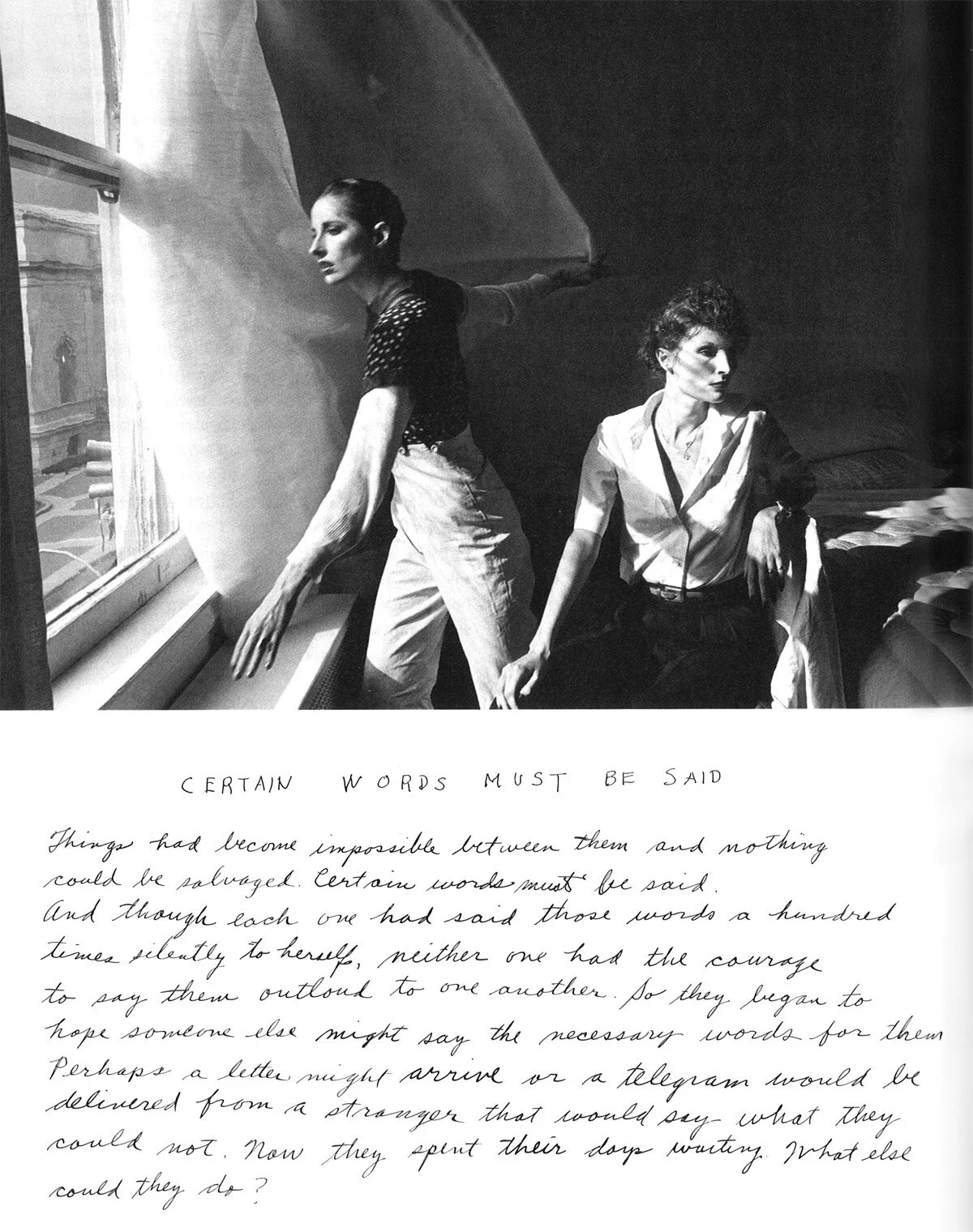 "Certain words must be said," 1987.