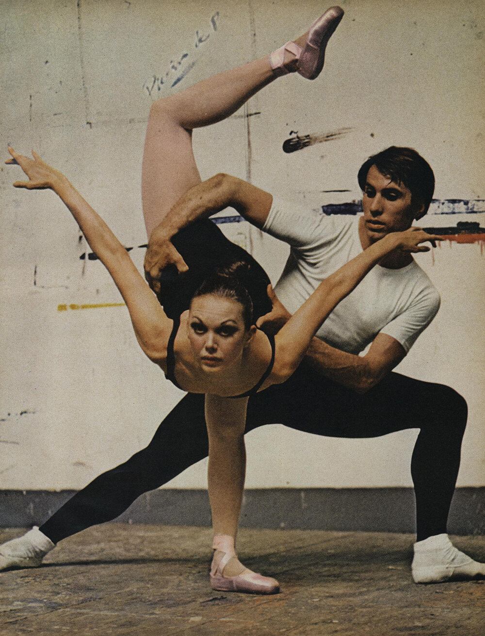 From Michals' portfolio of images from the New York City Ballet in Saratoga Springs, for Vogue, December 1972.