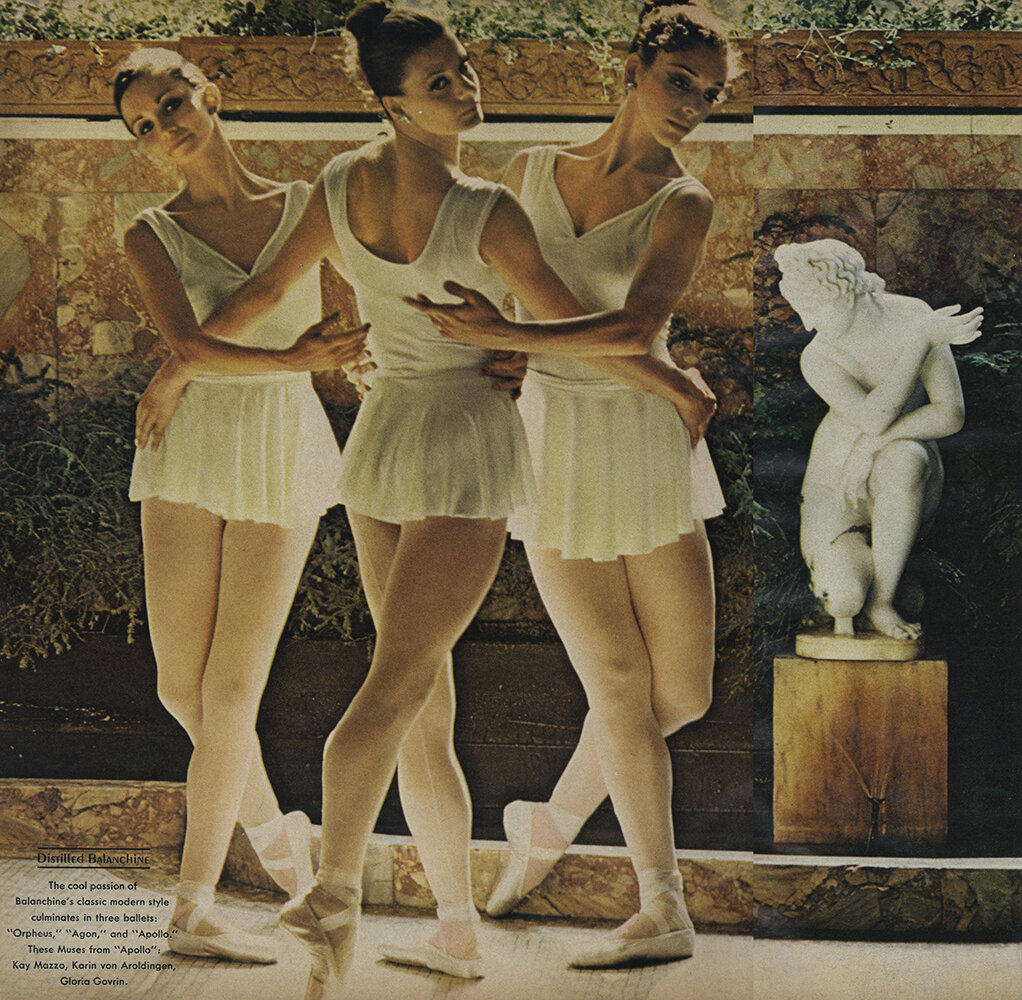 From Michals' portfolio of images from the New York City Ballet in Saratoga Springs, for Vogue, December 1972.