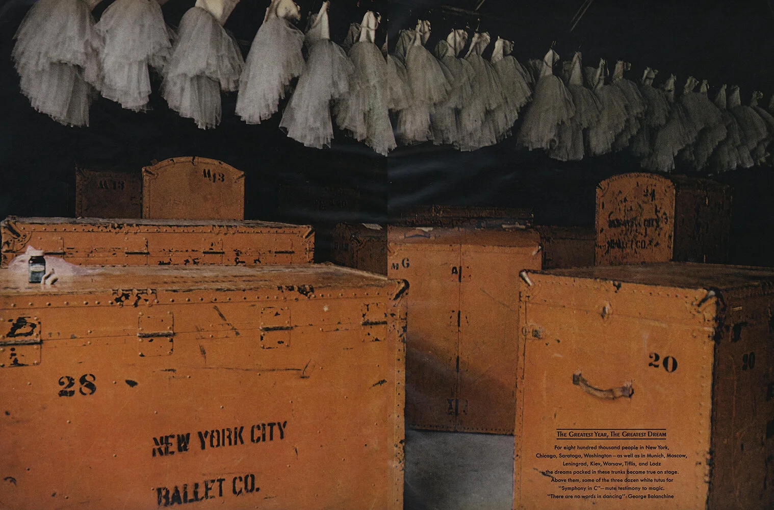 From Michals' portfolio of images from the New York City Ballet in Saratoga Springs, for Vogue, December 1972.