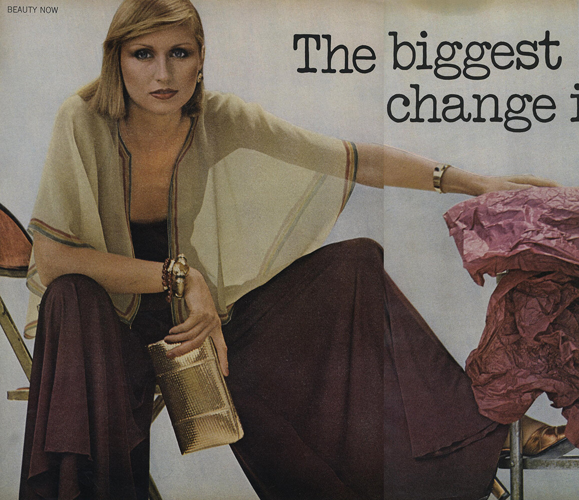 Model Chris Royer by Duane Michals for Vogue, October 1975.