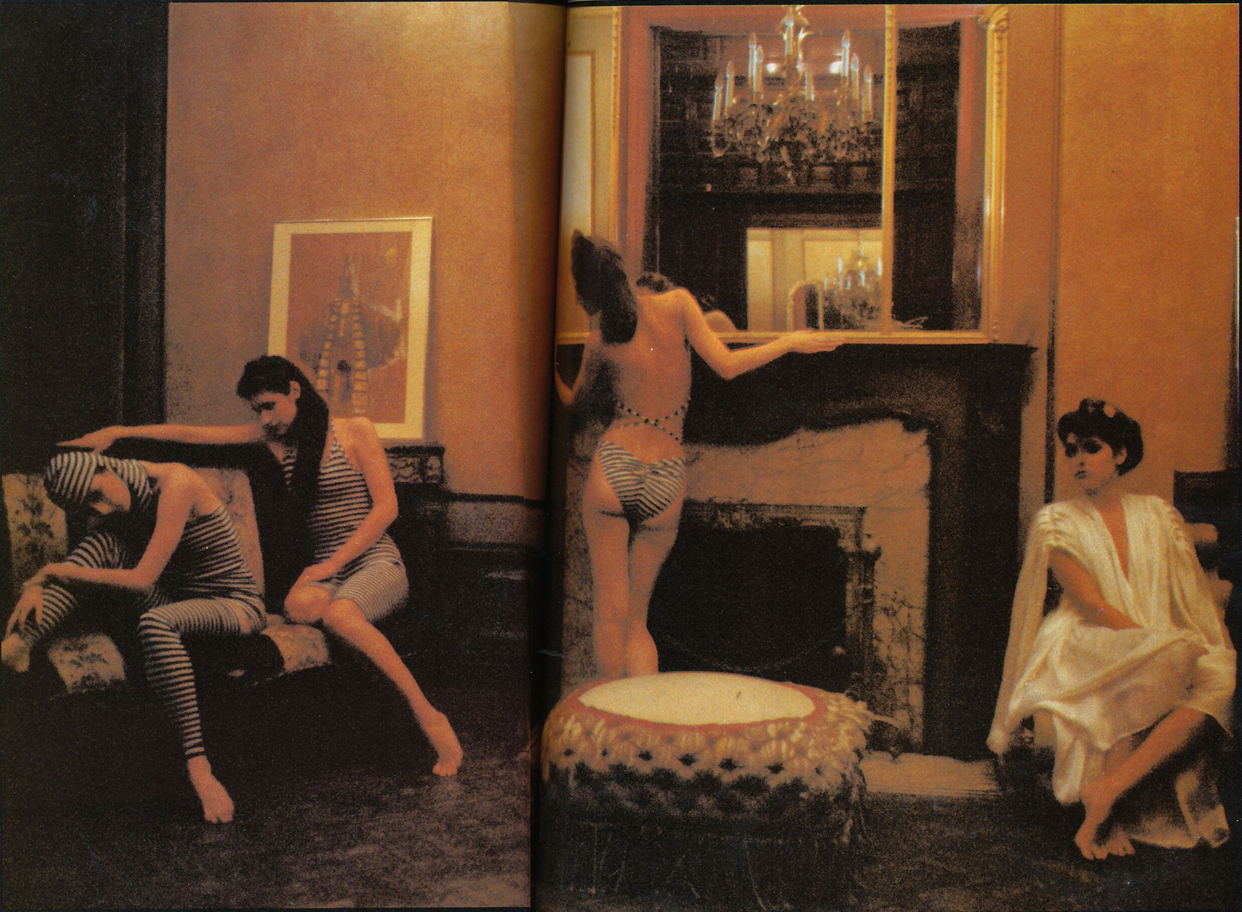 An array of body-conscious and flowing Kamali looks; Deborah Turbeville for Viva, June 1978.