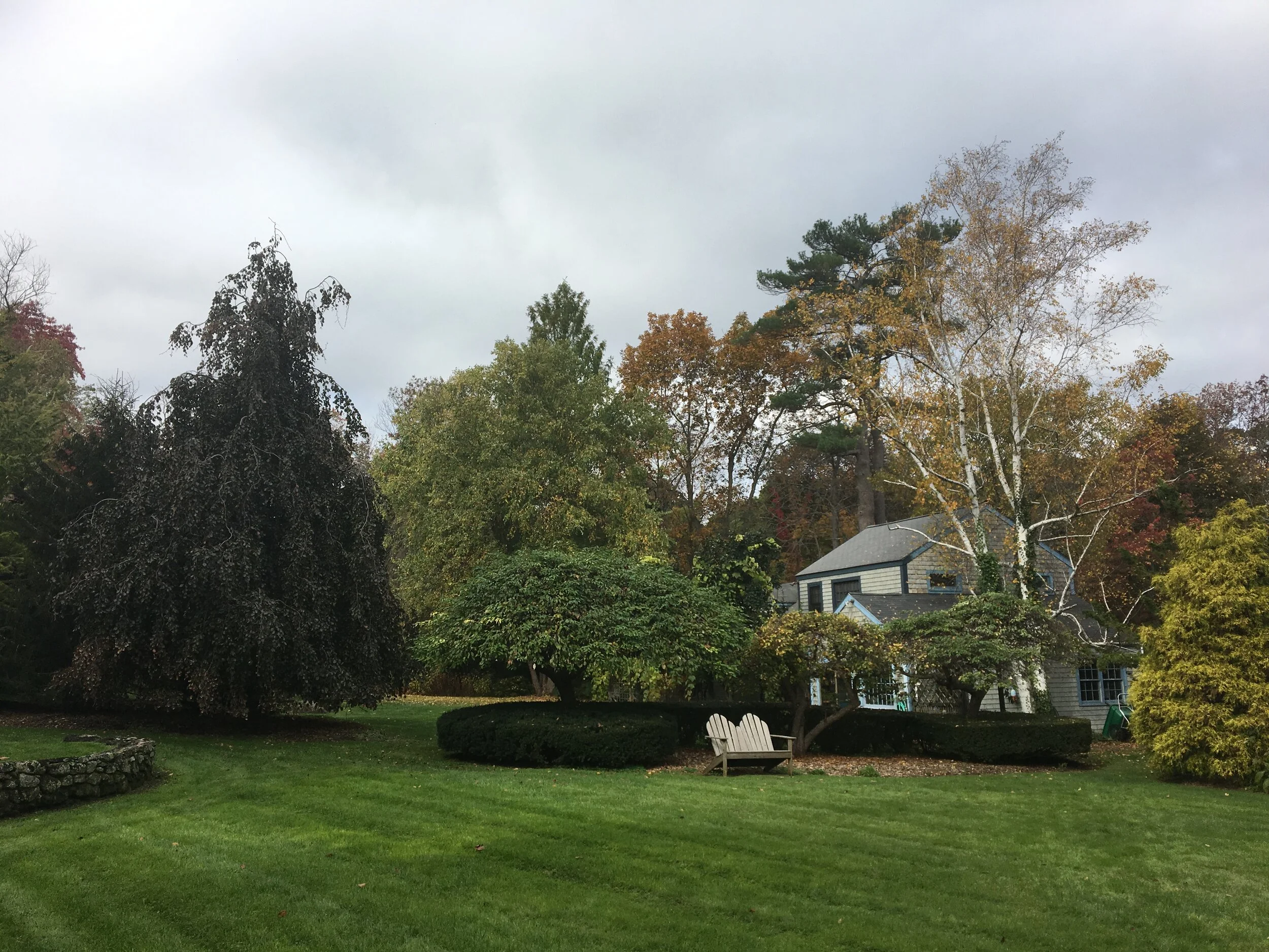 Their garden outside Boston looking out towards "The New Yankee Workshop." (Photo by author).