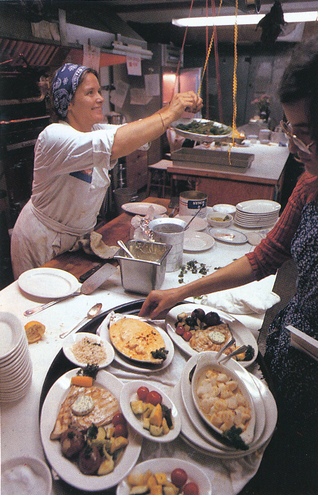 Chef Marian at work. From 'The Victory Garden Cookbook', 1982.