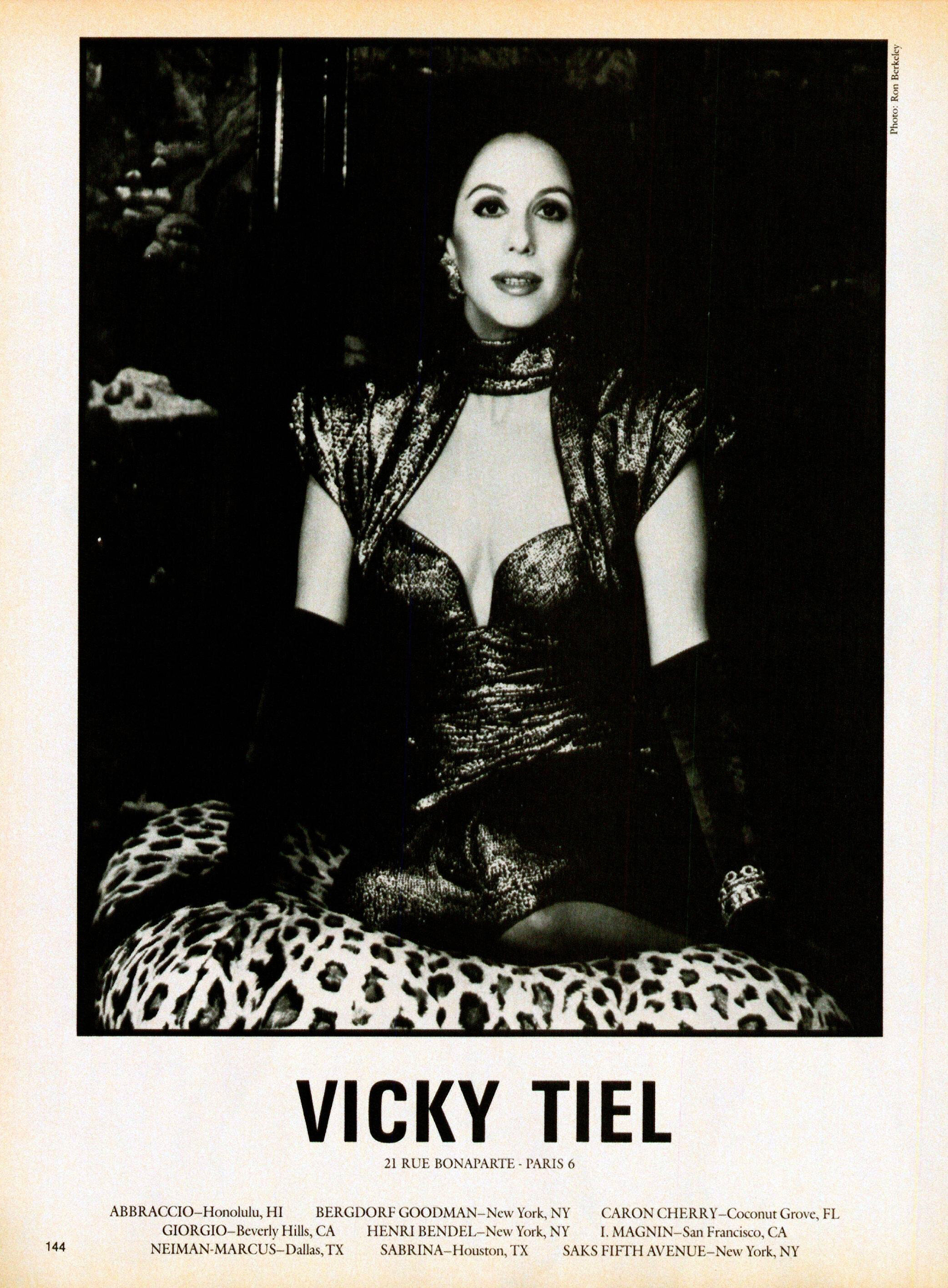 The same dress on Vicky Tiel in an ad from 1985.