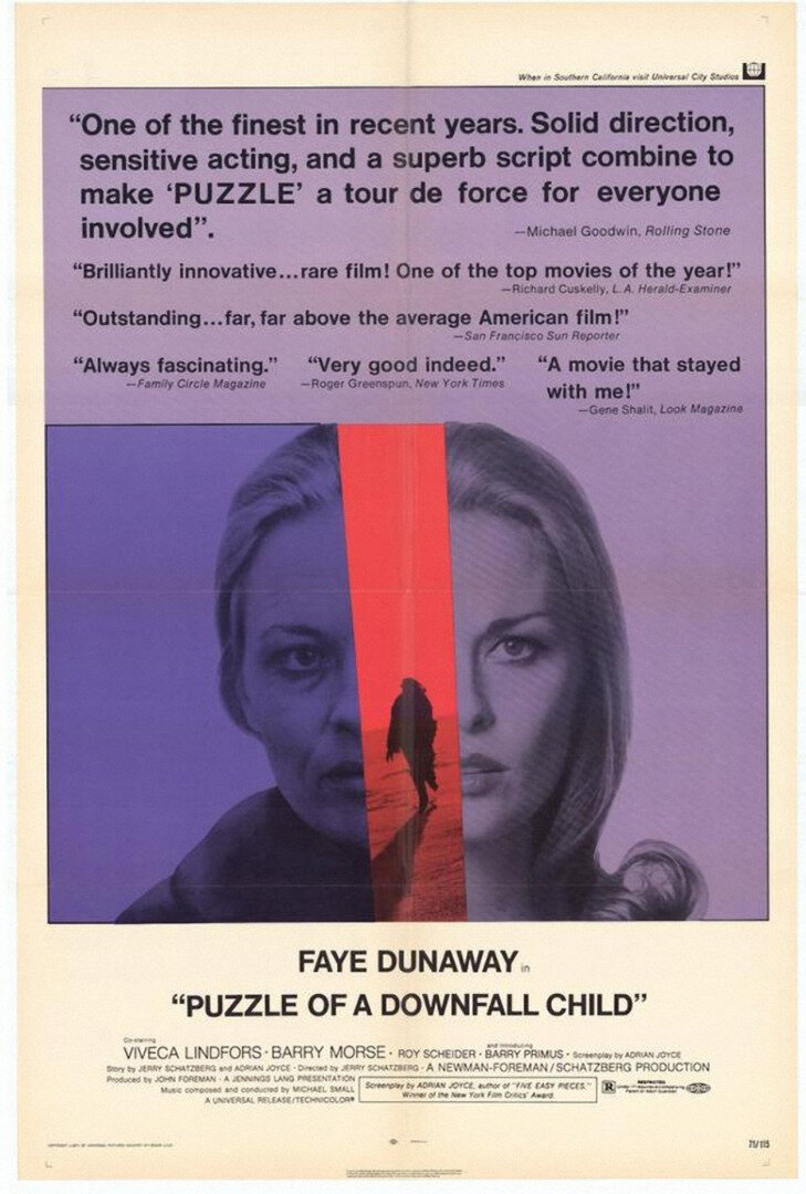 Poster for 'Puzzle of a Downfall Child', 1970.