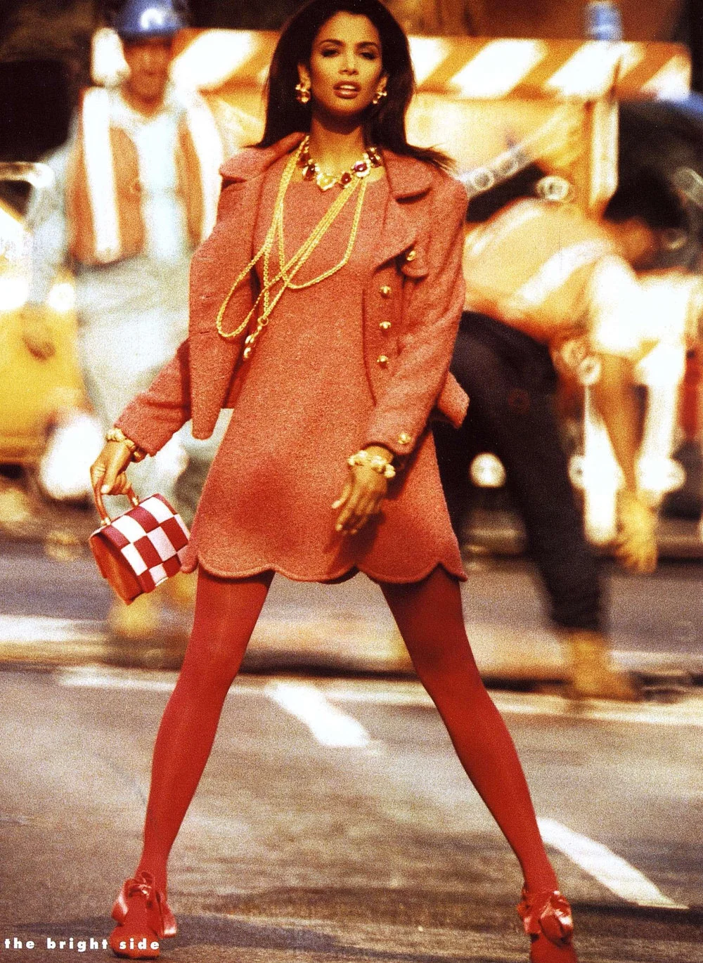 Anna Sui's take on a dress suit. Photographed by Eddy Kohli for Harper's Bazaar, November 1991.