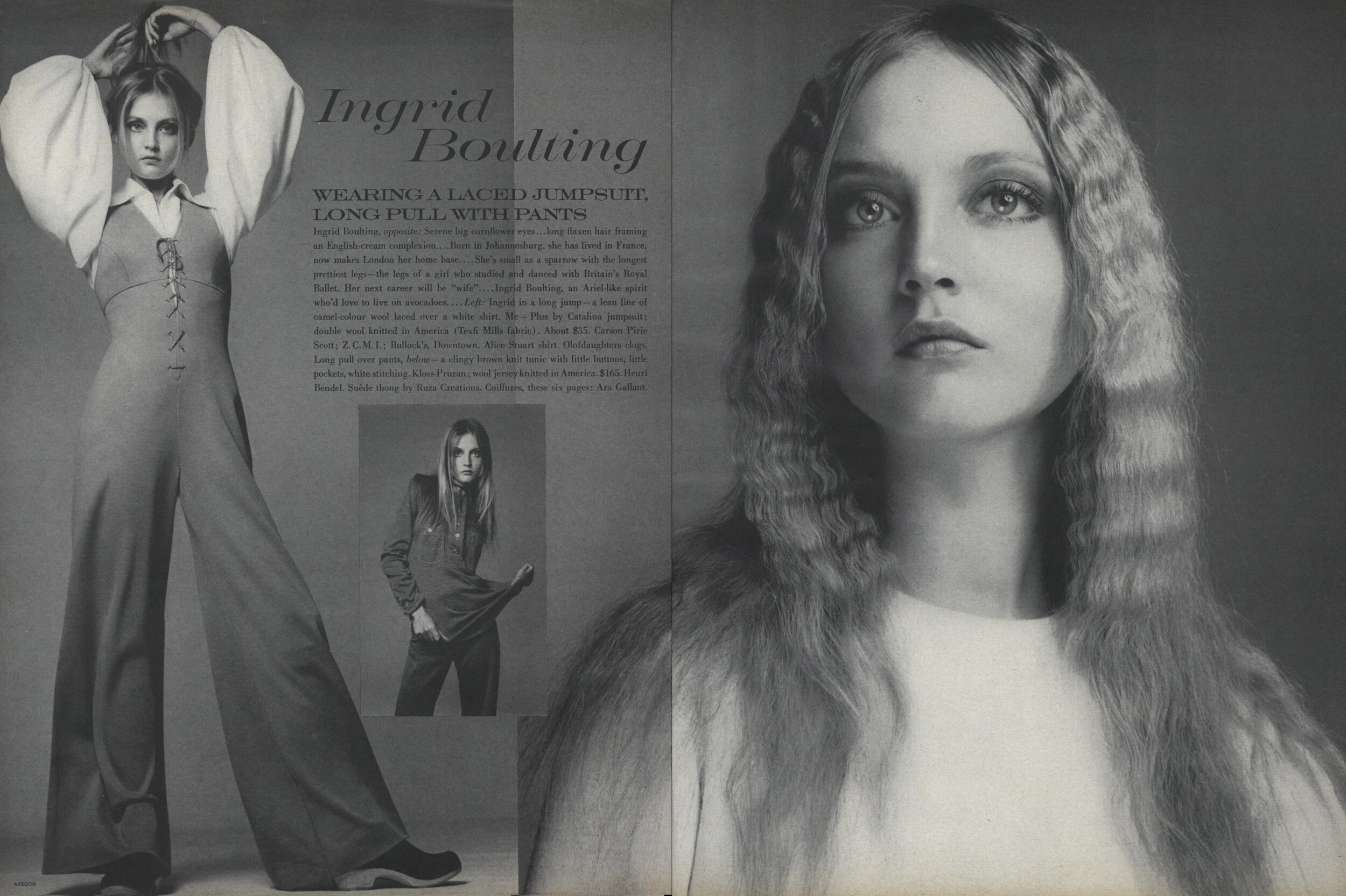 A spread from Vogue, October 15th, 1969. Shot by Richard Avedon.