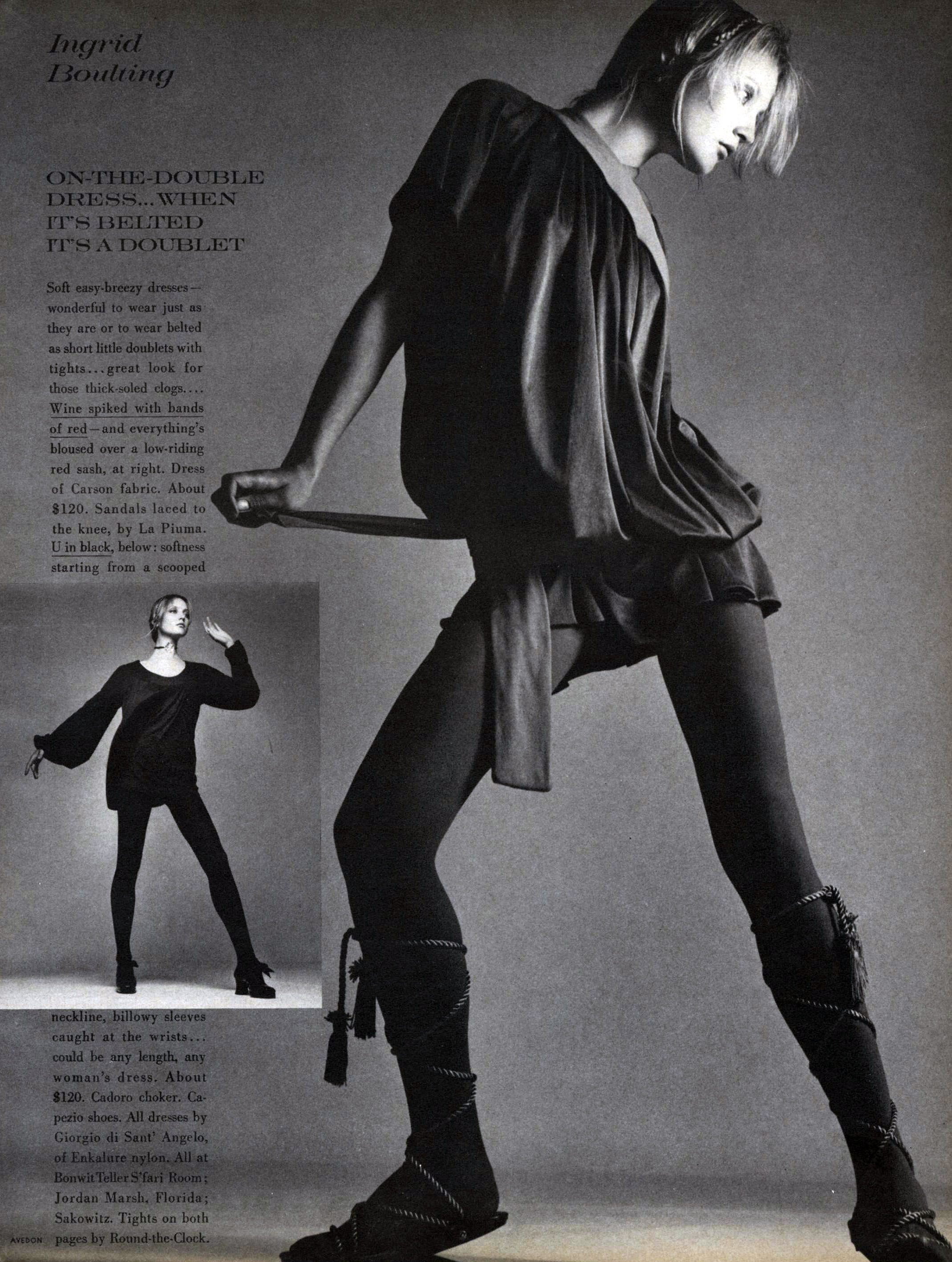 Dancerlike Ingrid photographed by Richard Avedon for Vogue, October 15th, 1969.