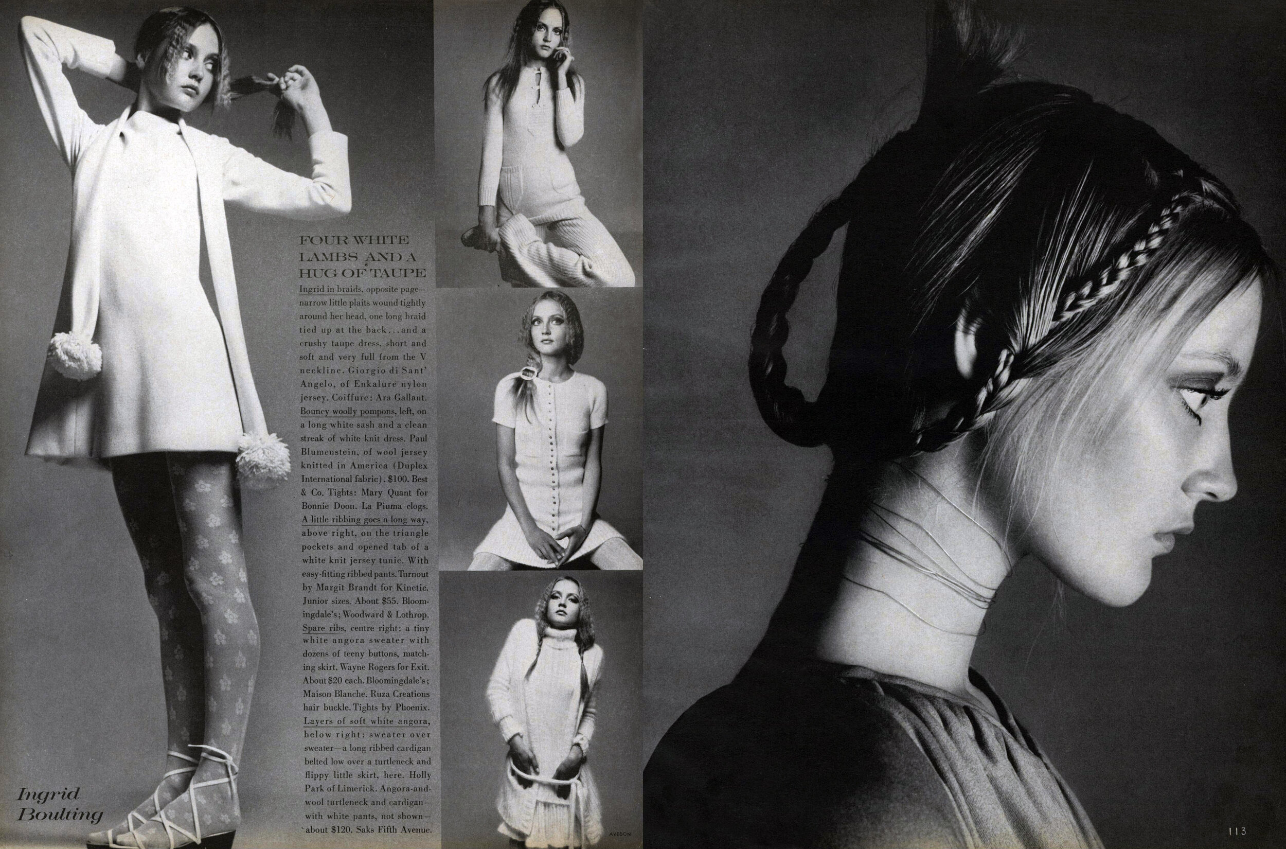Another spread from Vogue, October 15th, 1969. Hair by Are Gallant.