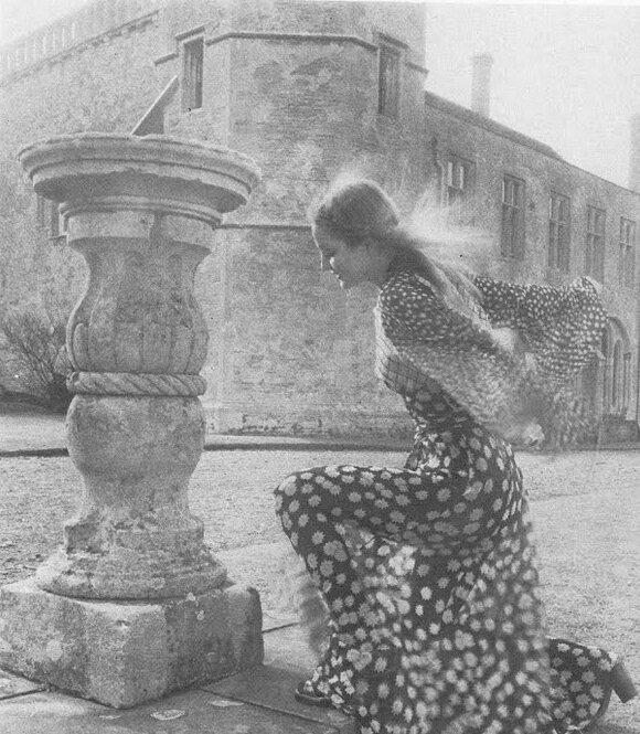 "Summer at Source" by Norman Parkinson for Vogue UK, July 1970. Wearing a Celia Birtwell print dress by Ossie Clark.