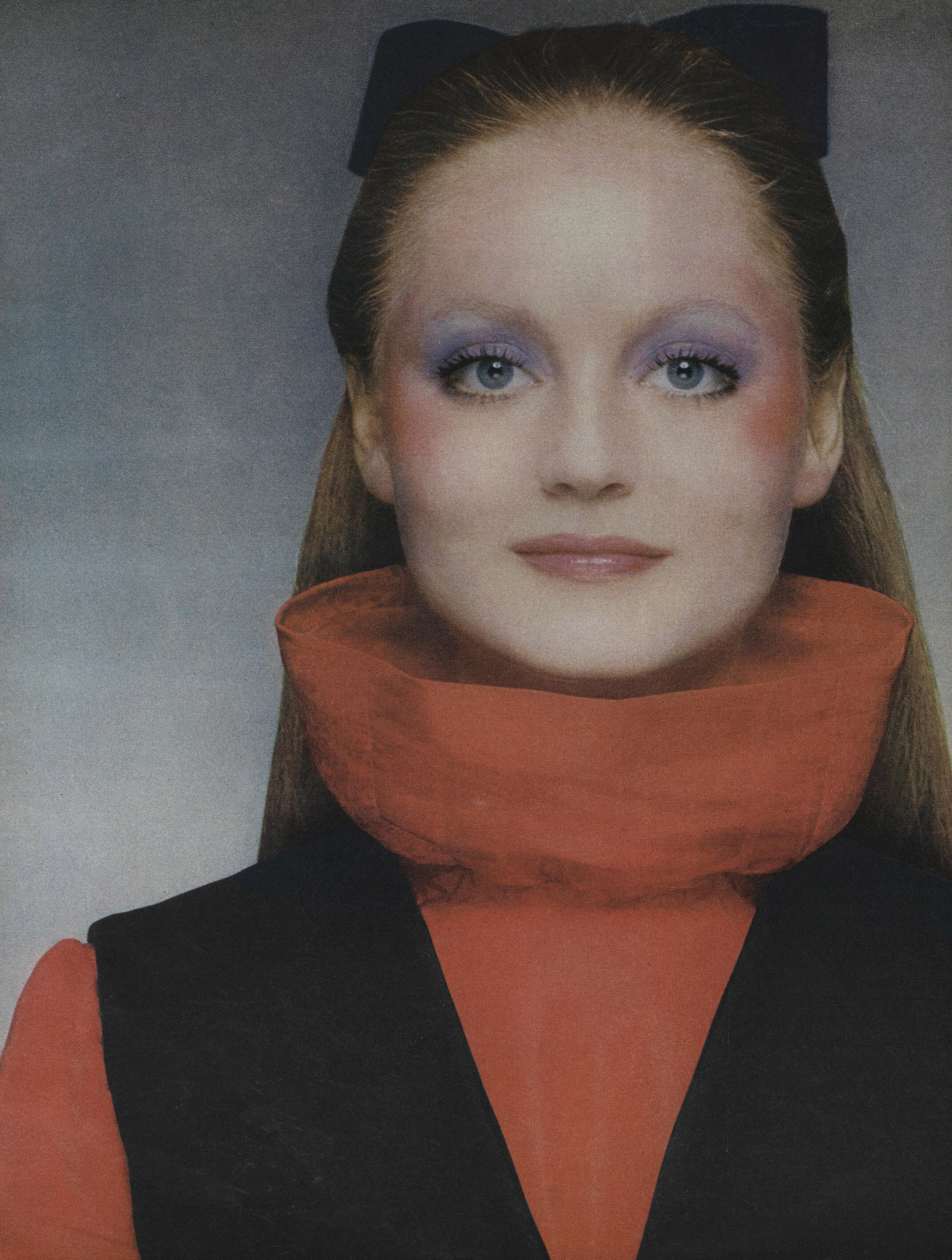 Rainbow eye makeup for Vogue, November 1970. Shot by David Bailey.