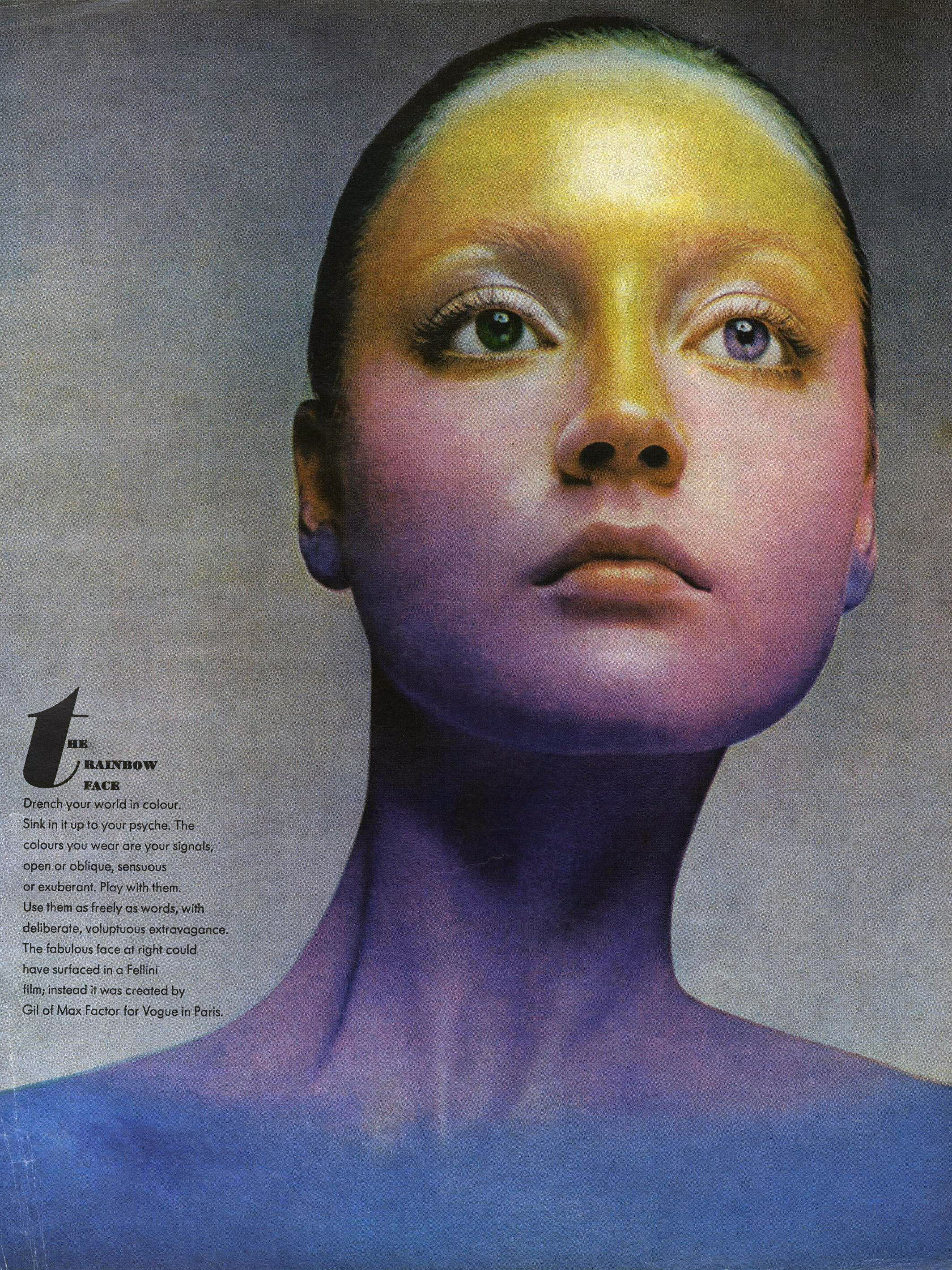 "The Rainbow Face" photographed by Richard Avedon for Vogue, November 1970.