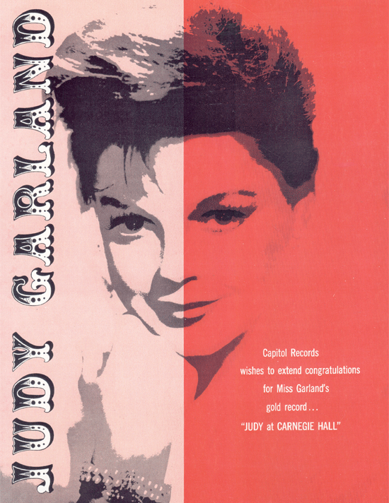 The back page ad that launched his career, for Judy Garland.
