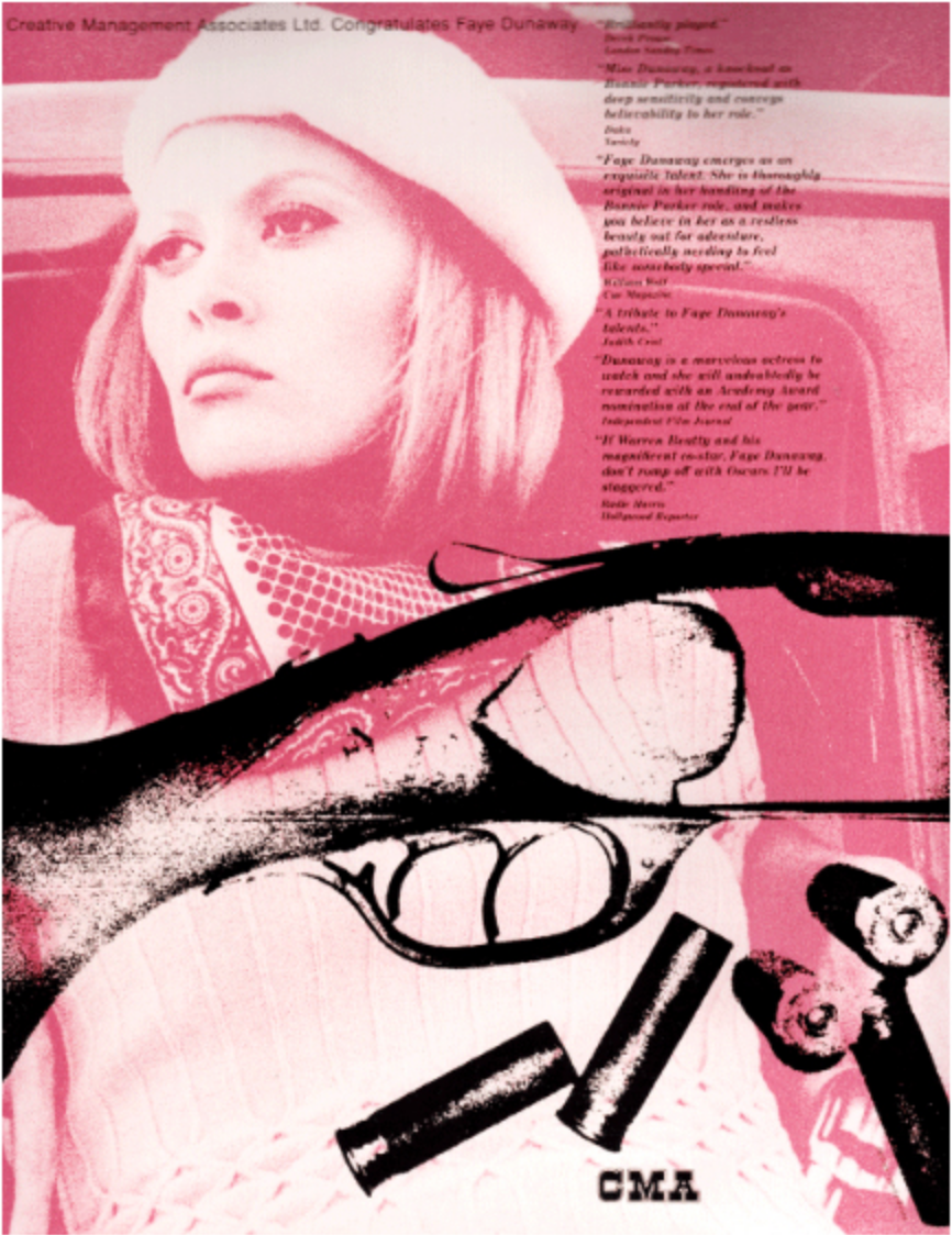 Trade Ad for Faye Dunaway in 'Bonnie and Clyde' (1967).
