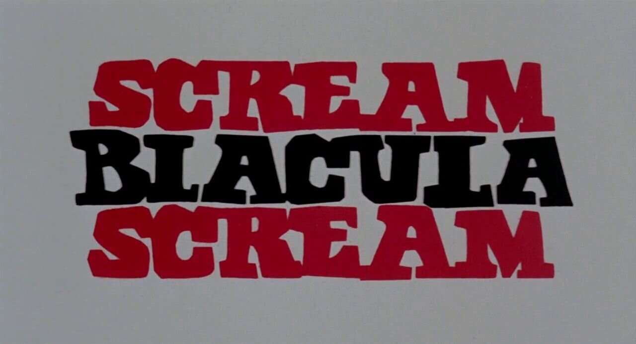 Sandy's hand-lettered text for 'Scream Blacula Scream' (1973).