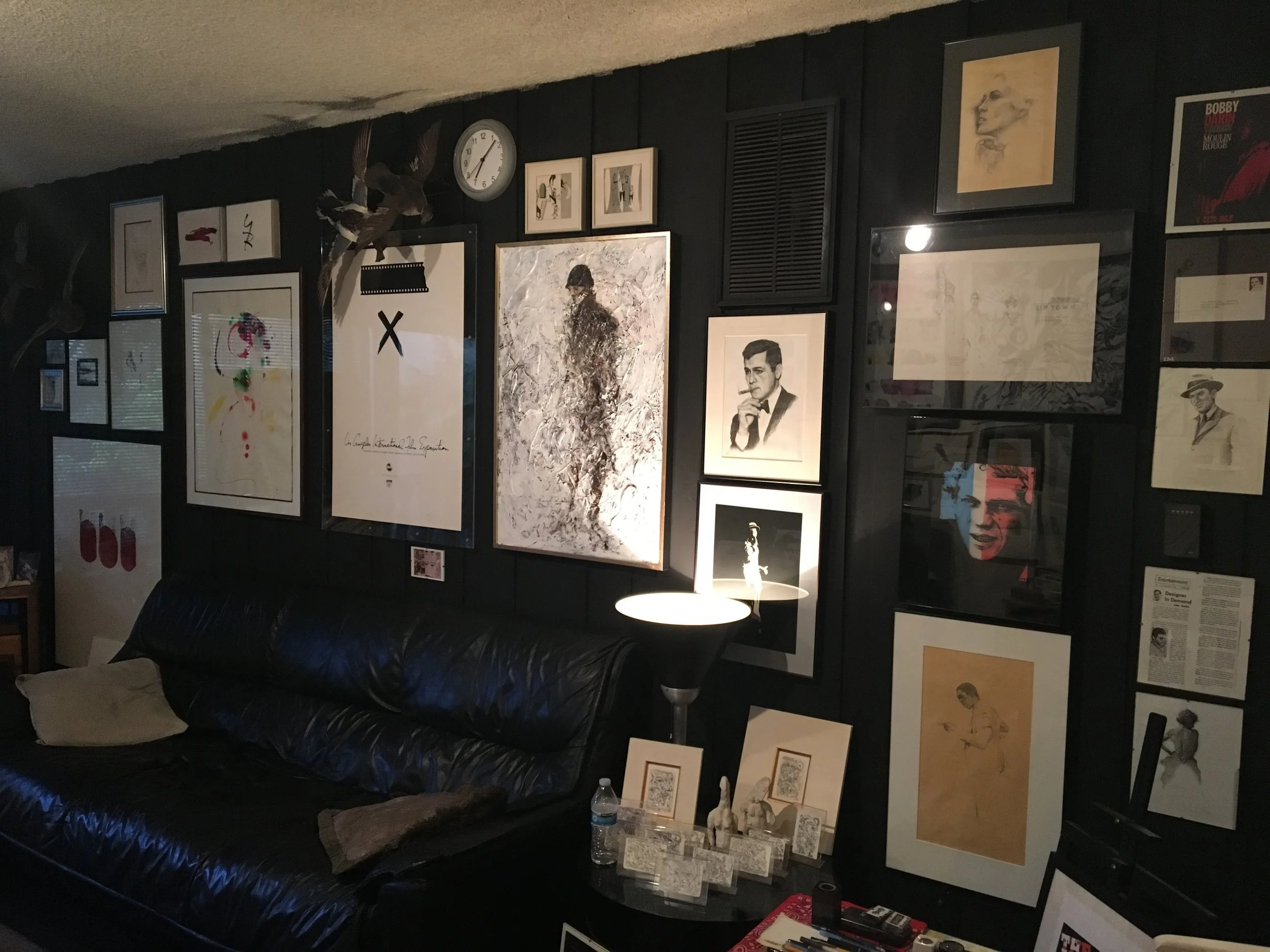 His artwork also papered the walls in his studio.