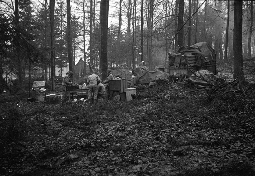 vaccaro_On Christmas, US soldiers of the 331st Regiment received a hot lunch 300 yards behind the front line, Hurtgen Forest, Germany, December, 1944. .jpg