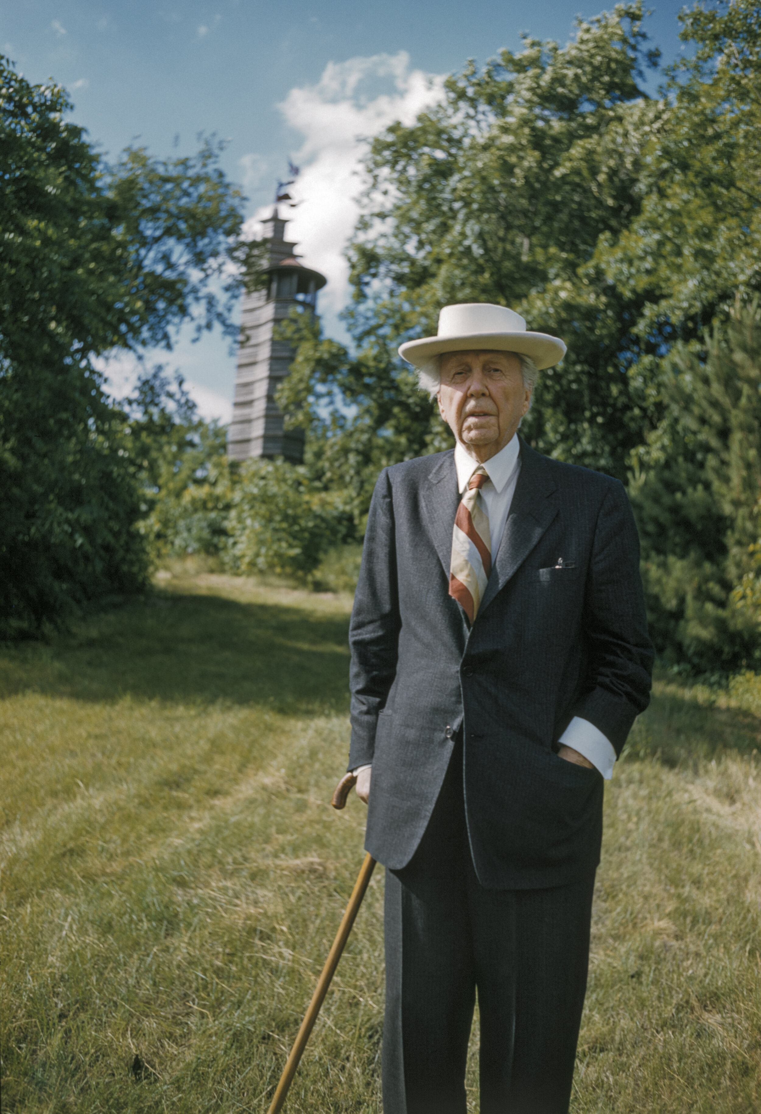 Frank Lloyd Wright Taking a Stroll