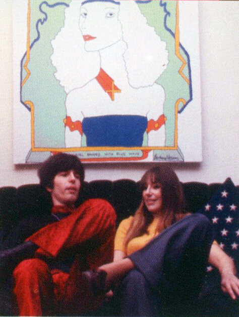Tony Visconti and Barbara under one of her paintings, circa 1967