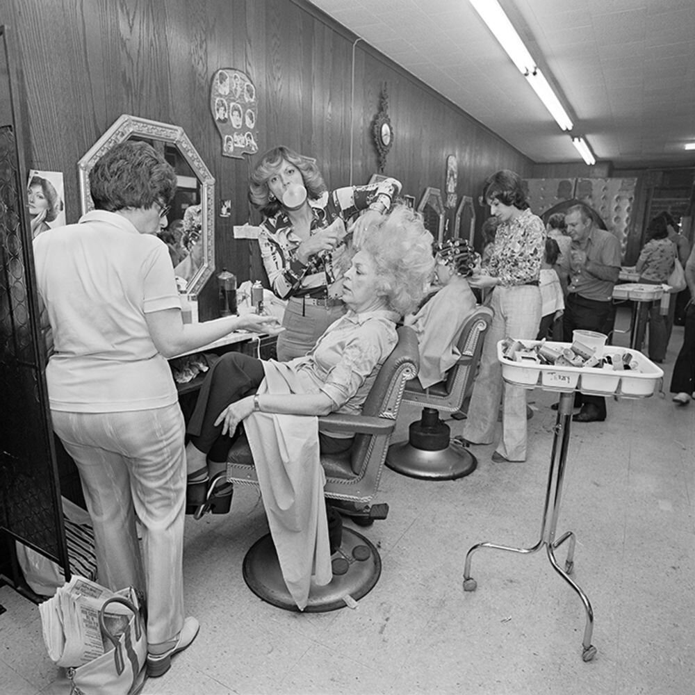 Mom Getting her Hair Teased at Besame Beauty Salon, North Massapequa, NY, June 1979.