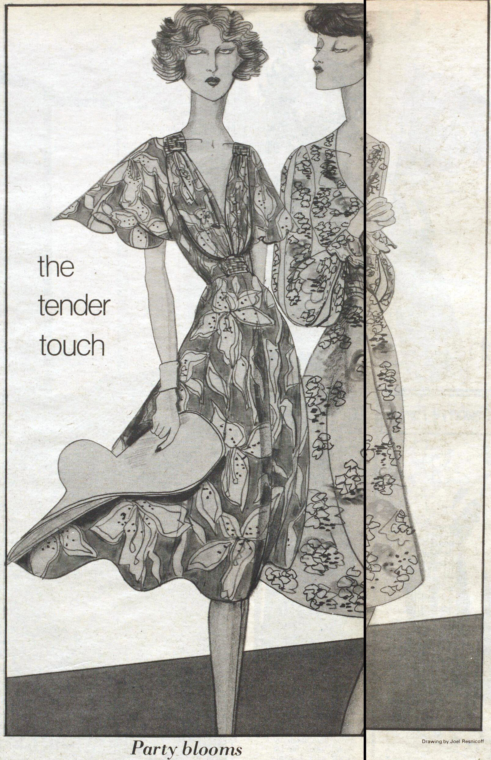 Right, Tere Tereba for J.T. Dress Co. Women’s Wear Daily, August 7, 1974.